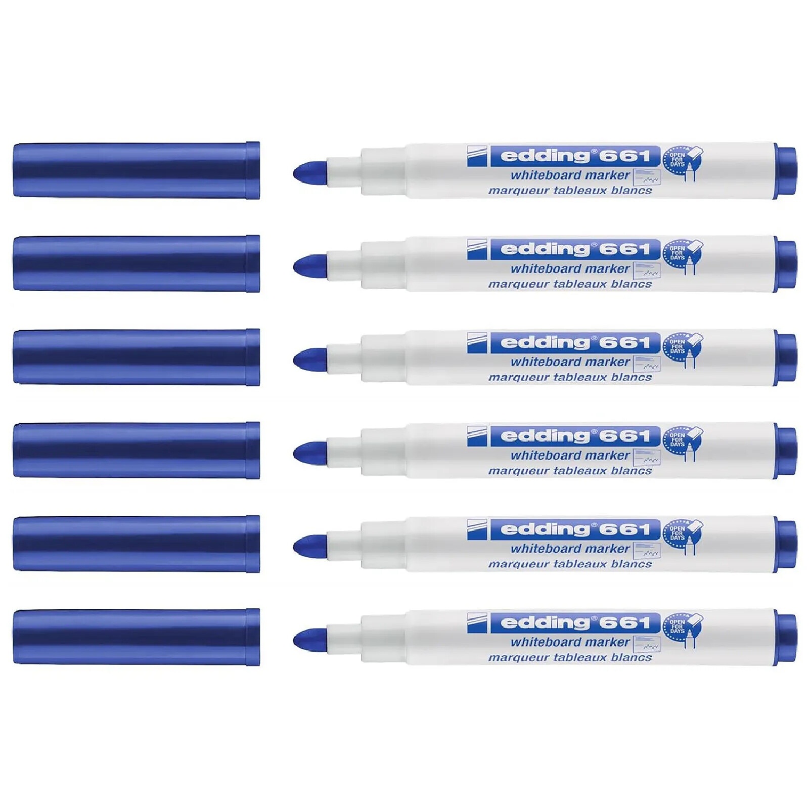 EDDING Marqueur Pour Tableaux Blancs 361 Bleu Pointe Fine 1 Mm X 6