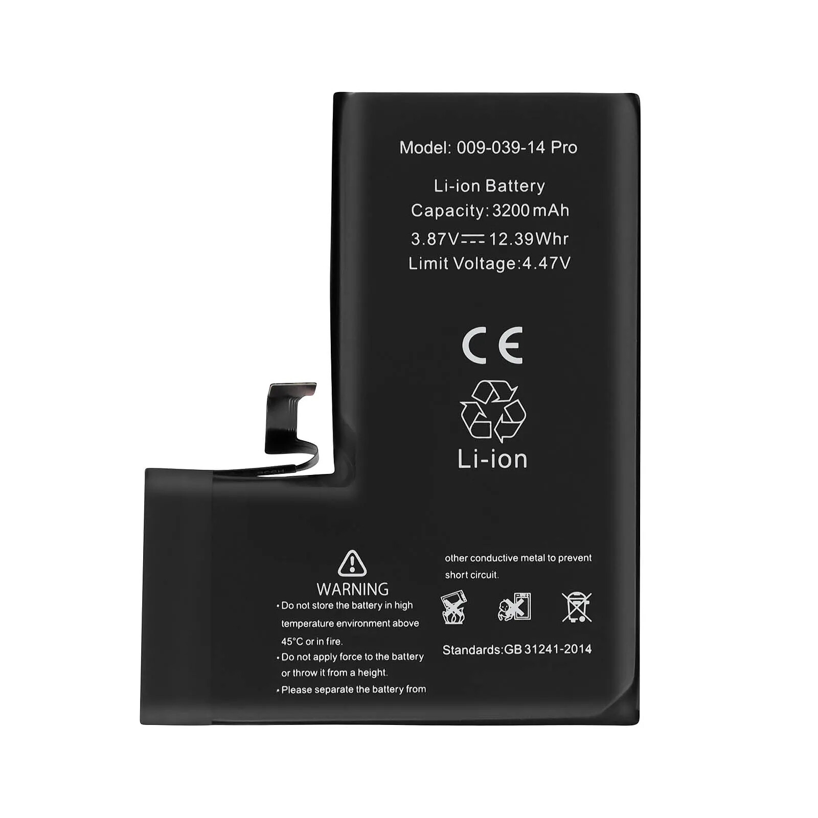Clappio Batterie interne pour Apple iPhone 14 Pro 3200mAh Puce TI intégré