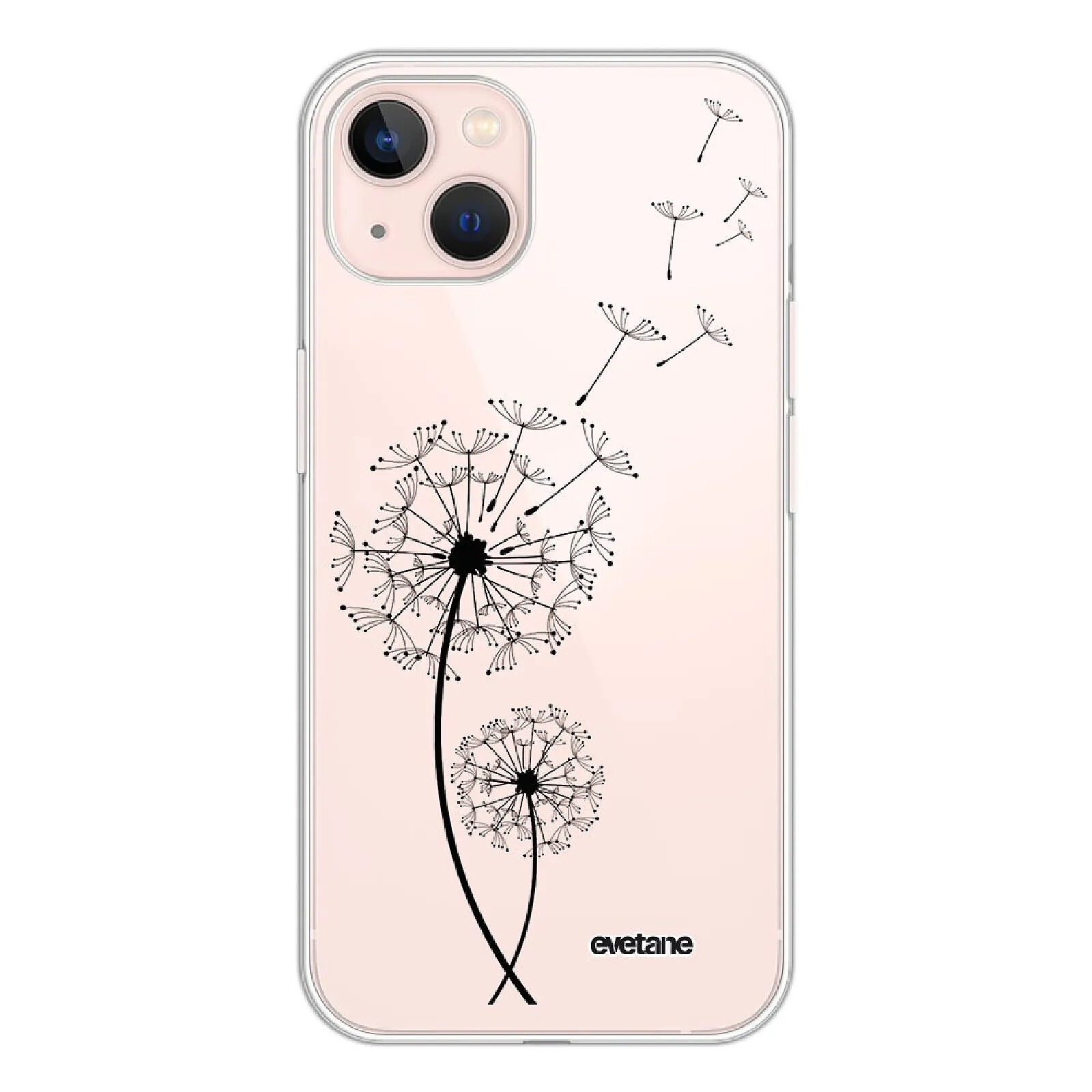 Evetane Coque iPhone 13 silicone transparente Motif Pissenlit ultra resistant
