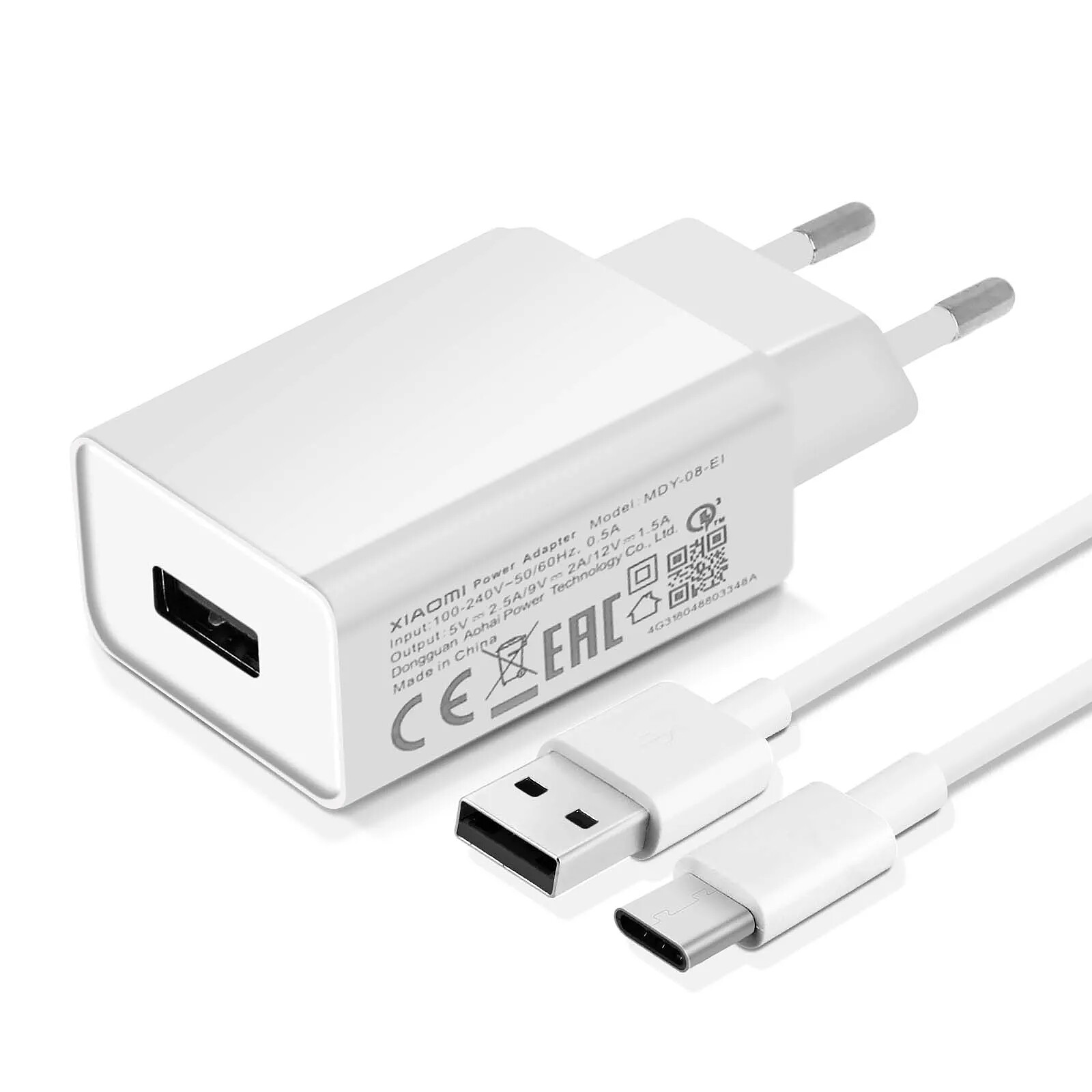 xiaomi Chargeur secteur 18W + câble usb type c 1m original Xiaomi - Blanc