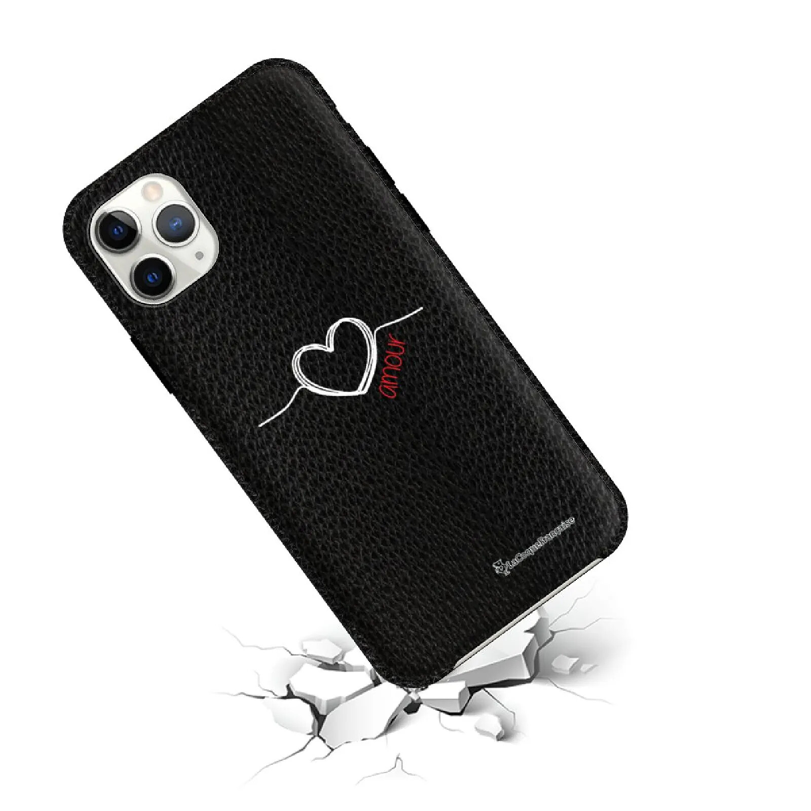 2 Coques TPU Souples Pour IPhone 11 Pro Max - Motif Mignon Cœur Amour Noir Et Rose - Neuves