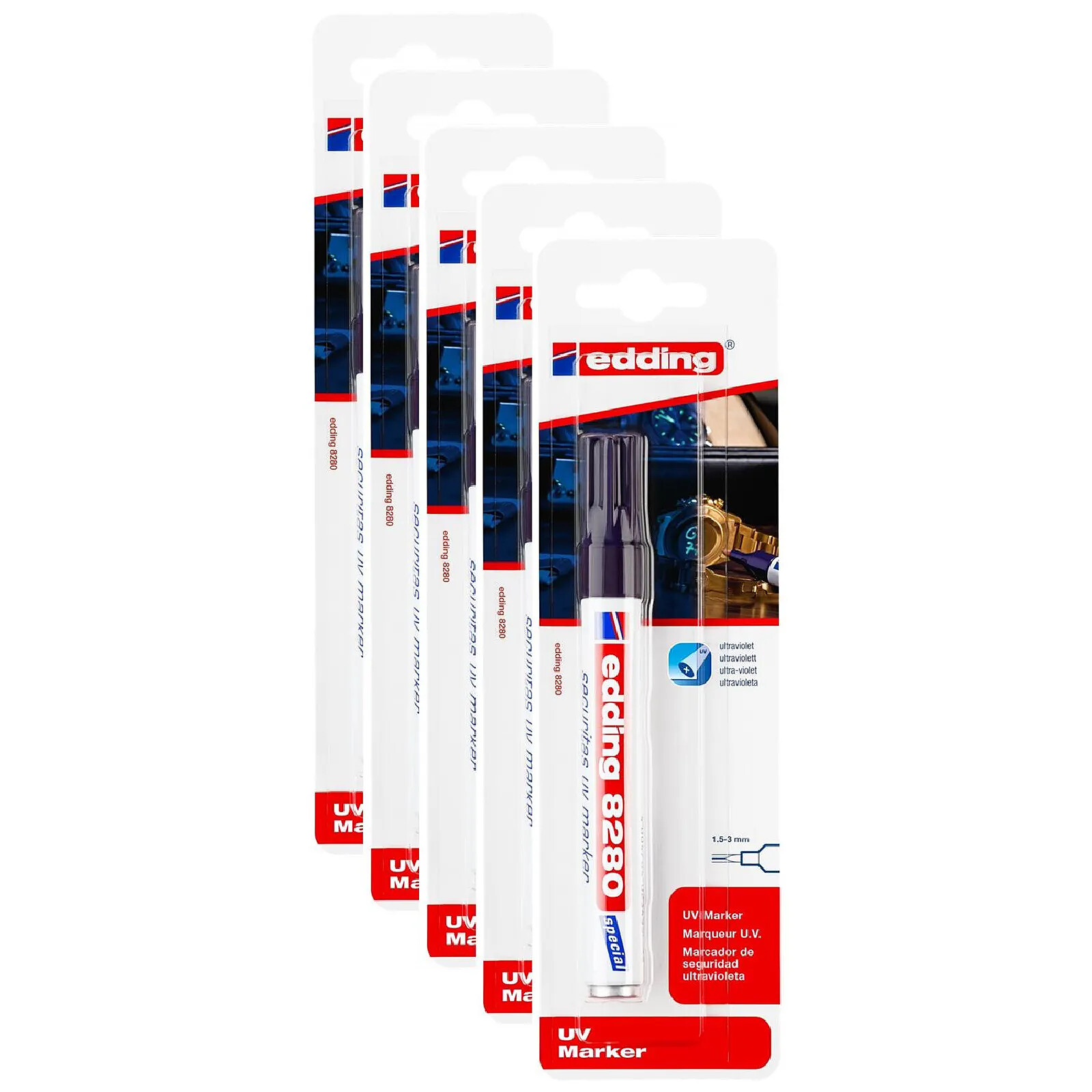 2x Edding 8280 Securitas UV-Marker - Farblos, 1,5-3 Mm, Wischfest Für Sicherheitsmarkierungen