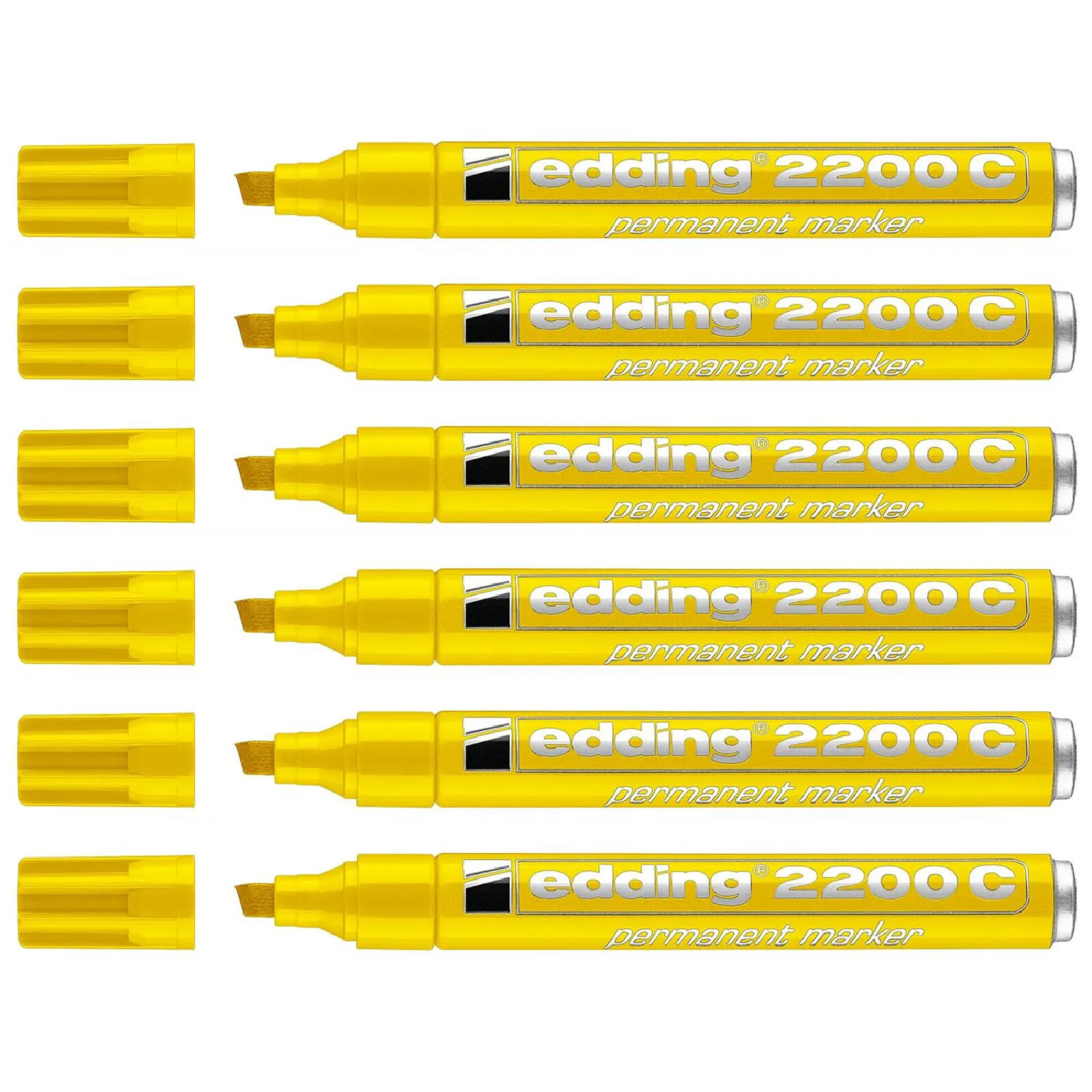 EDDING Marqueur Permanent 2200 C Corps Alu Jaune Pointe Biseautée 1-5 mm x 6