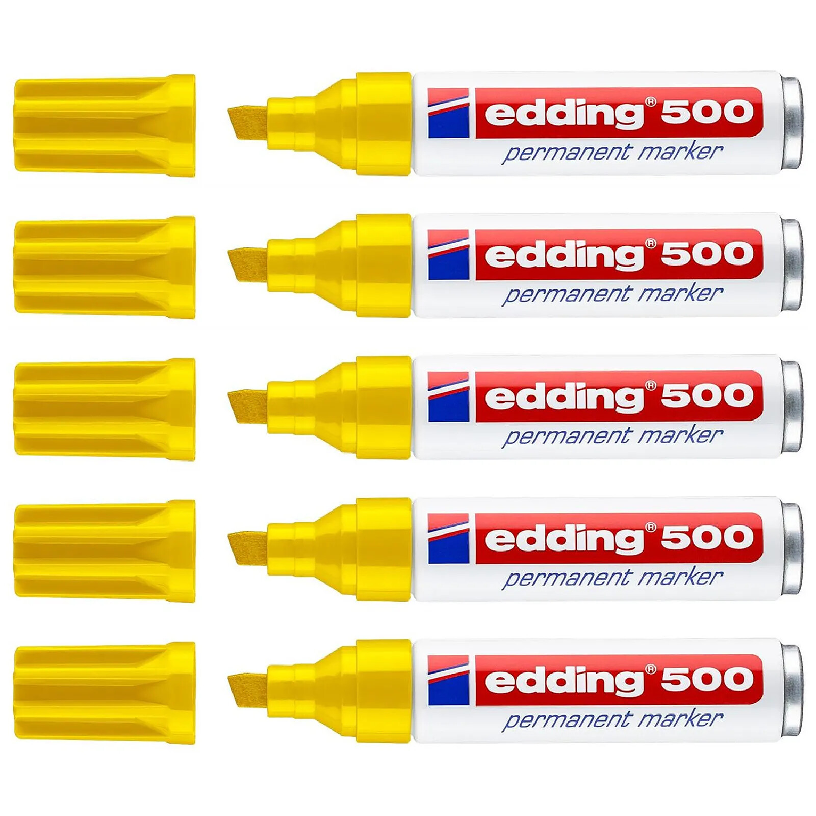 EDDING Marqueur Permanent 500 Corps Alu Jaune Pointe Large Biseautée 2-7 mm x 5