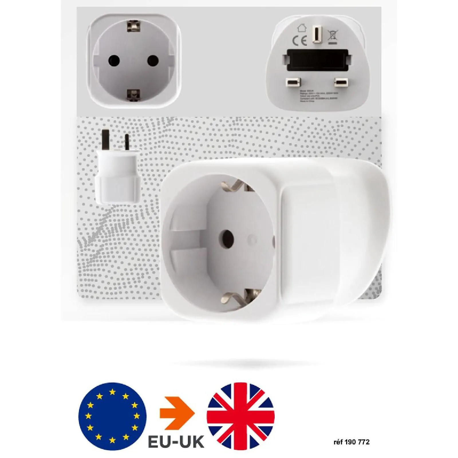 Adaptateur Voyage UK Vers France/Europe - Blanc, Haute Qualité, Sécurité Enfants
