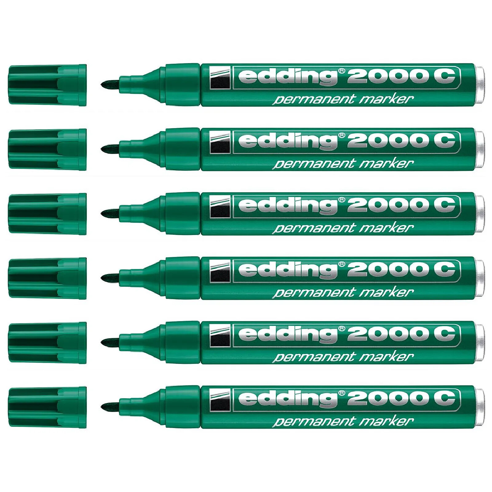 EDDING Marqueur Permanent 2000C Corps Alu Vert pointe Ronde 1,5-3 mm x 6