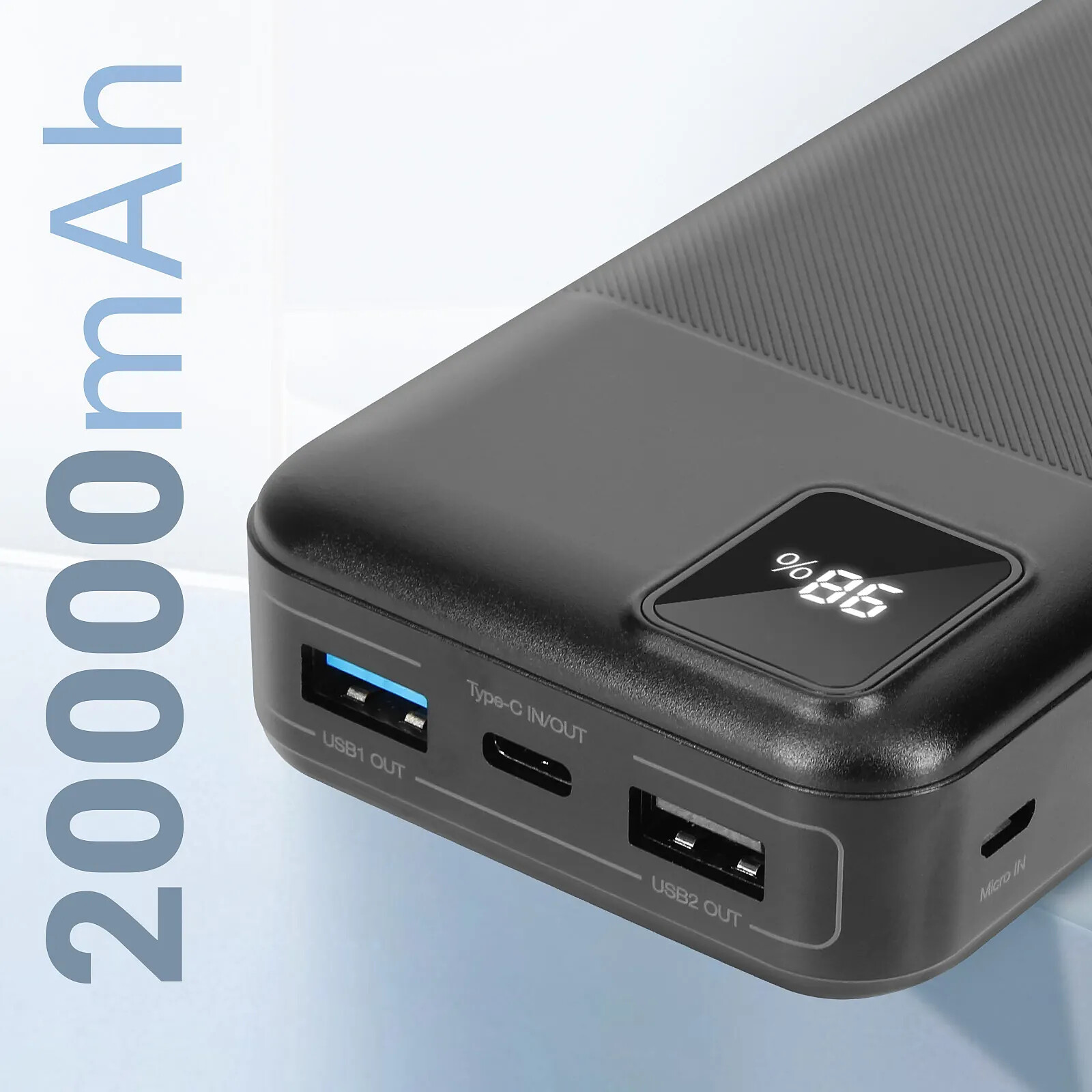 3mk Batterie de Secours 20000 mAh 2x USB et USB-C Voyant LED Noir - Batterie  externe - LDLC | Musericorde
