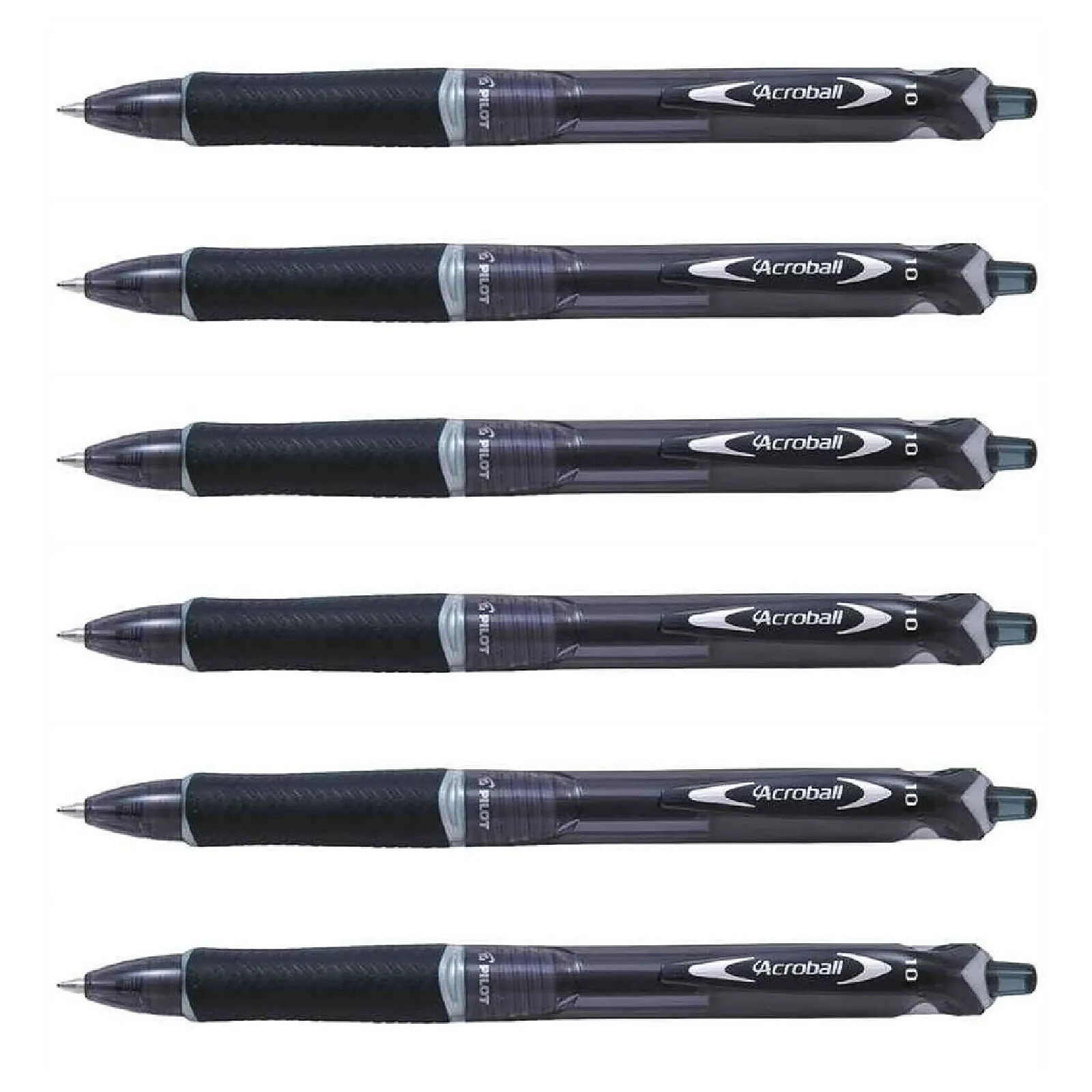 Pilot Acroball Begreen - 6 Penne A Sfera Punta Media Nero | Ecologiche, Scorrevoli, Con Grip Ergonomico
