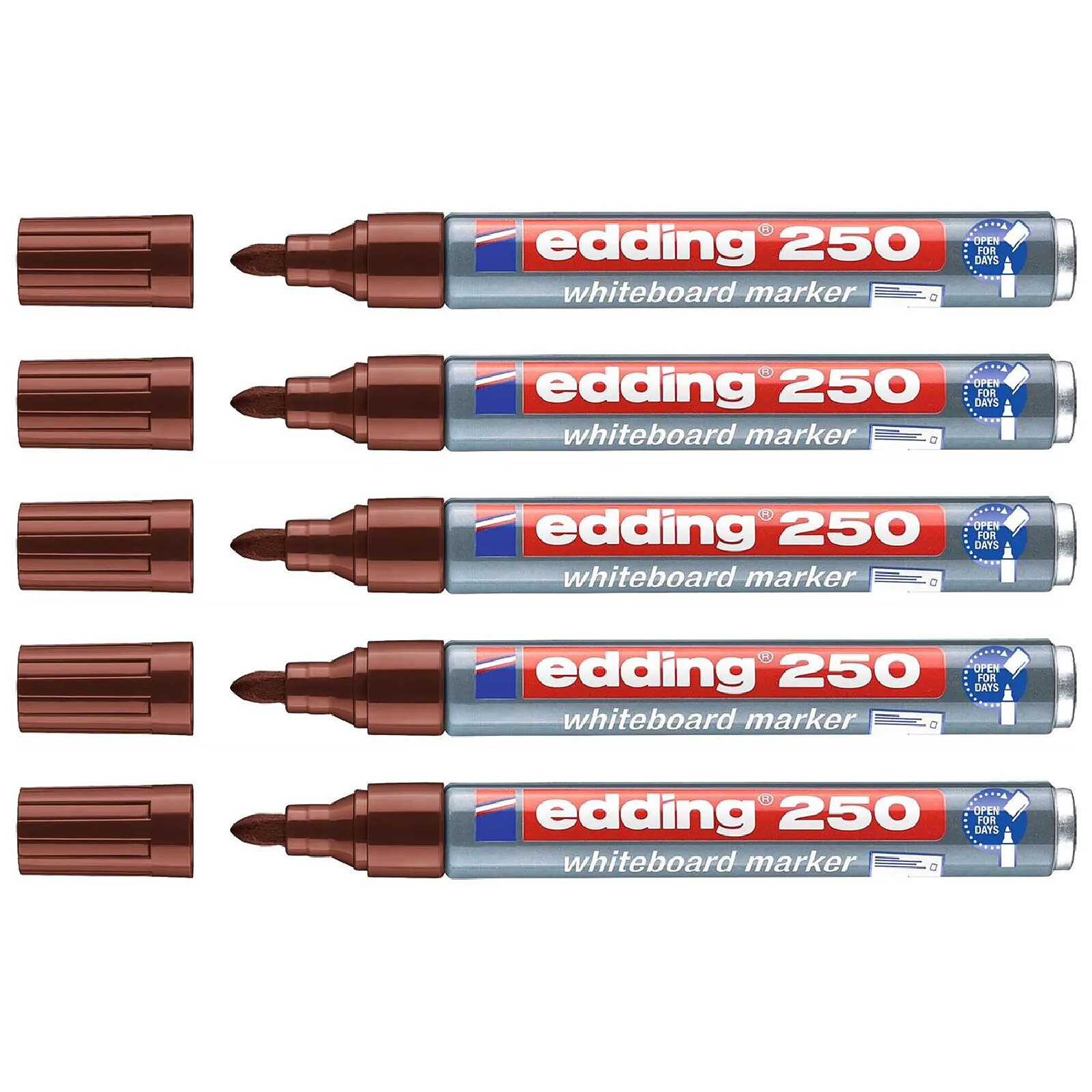 EDDING Marqueur pour Tableaux blancs 250 Marron Corps Alu Pointe Moyenne 1,5-3 mm x 5