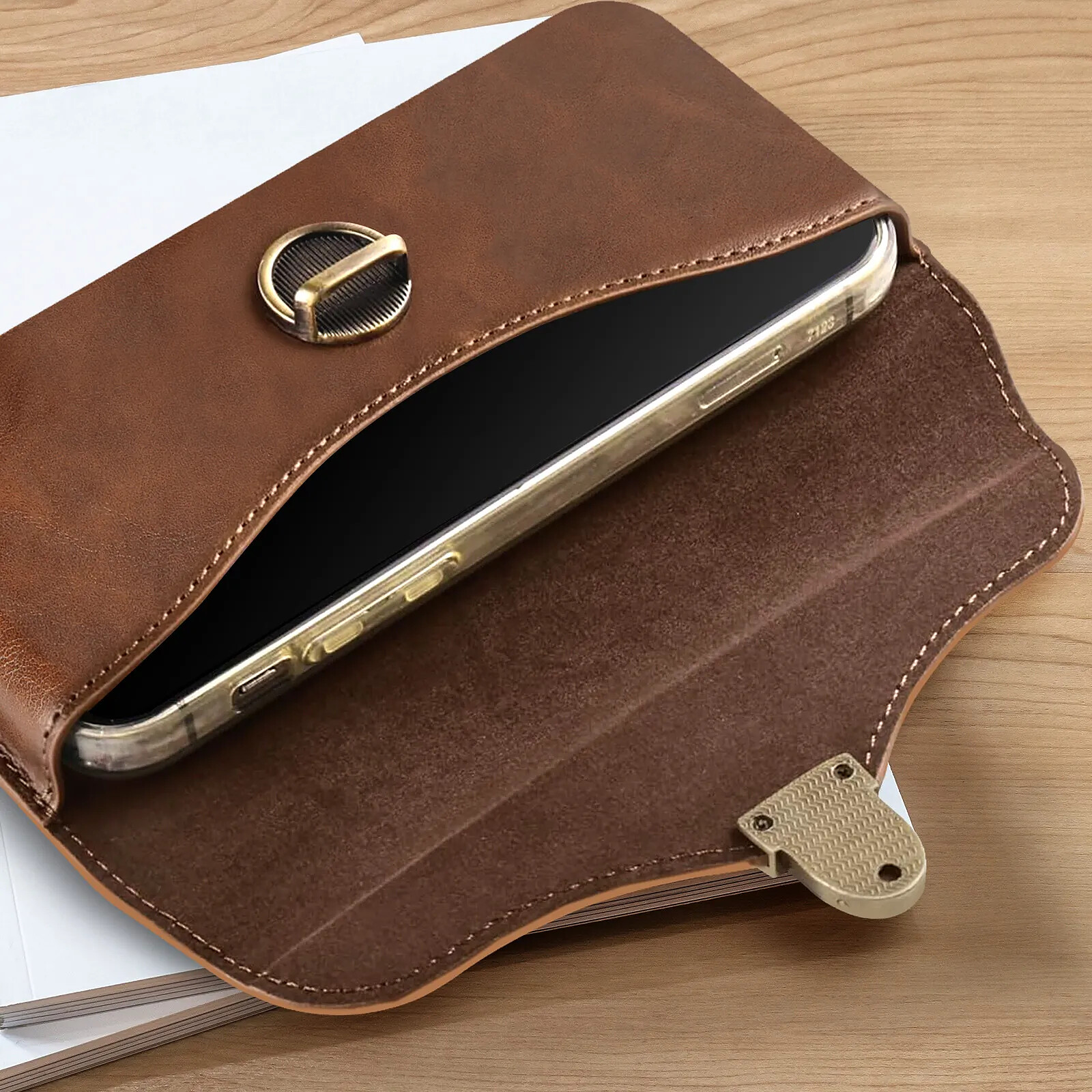 Pochette Telephone Ceinture Homme, Sac De Ceinture Homme Pour Téléphone Noir, 5.5" Vertical Portefeuille Clip De