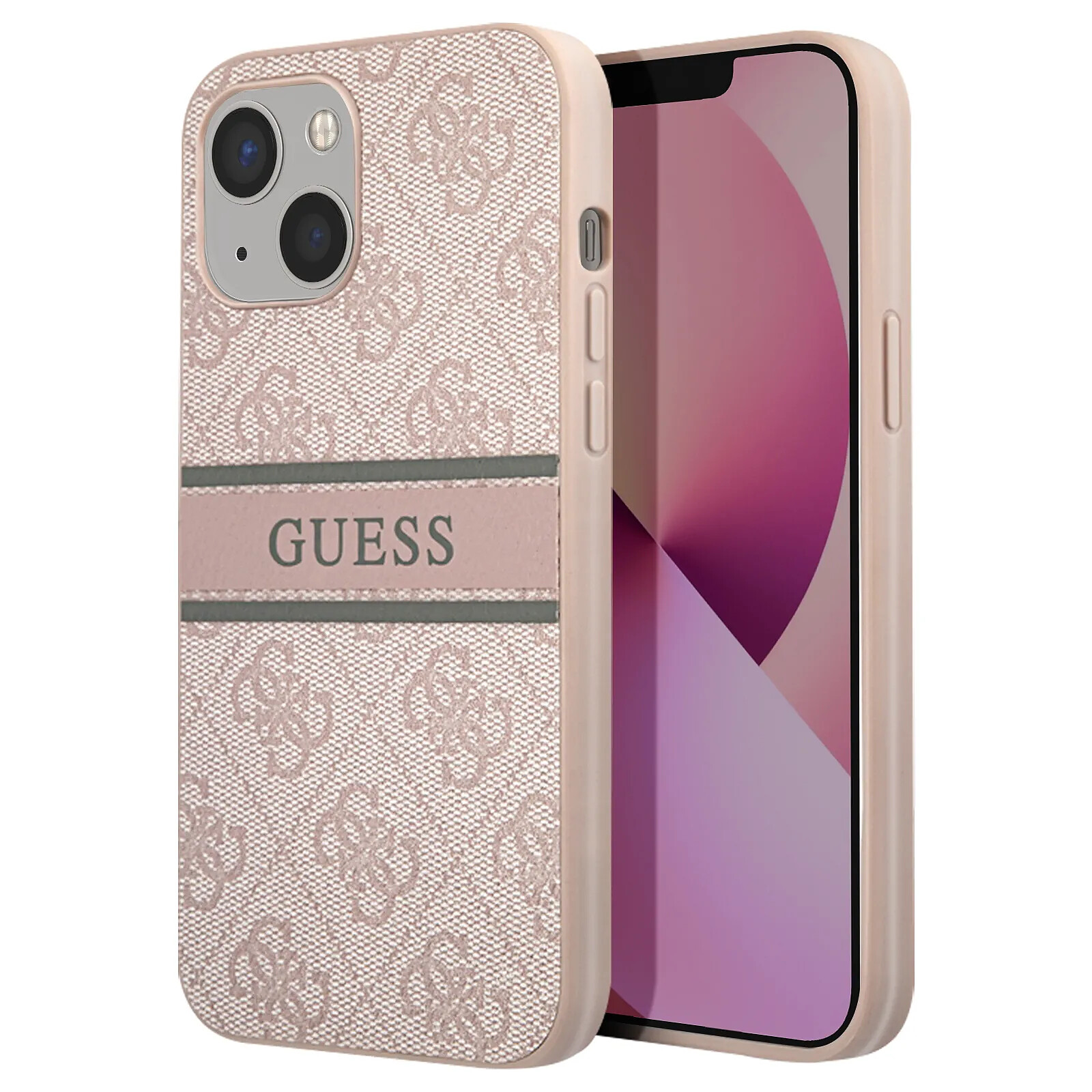 Coque GUESS Pour IPhone 11,12,13,14 - Cuir Synthétique Beige-doré à Motifs - Magnétique - Occasion
