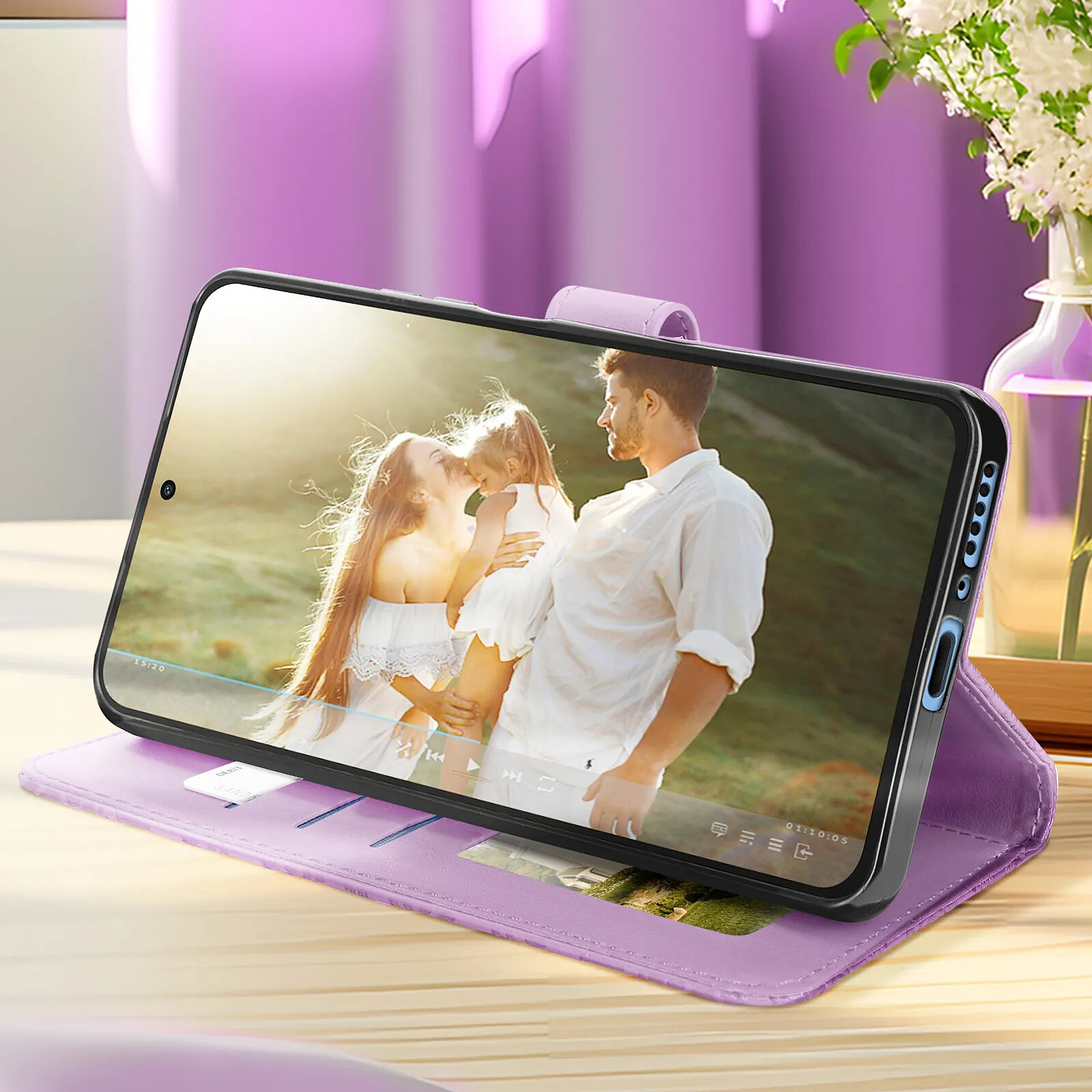 Étui Portefeuille Avec Dragonne Avizar Pour Xiaomi Redmi Note 13 4G - Motif Fleurs Mandala Bleu