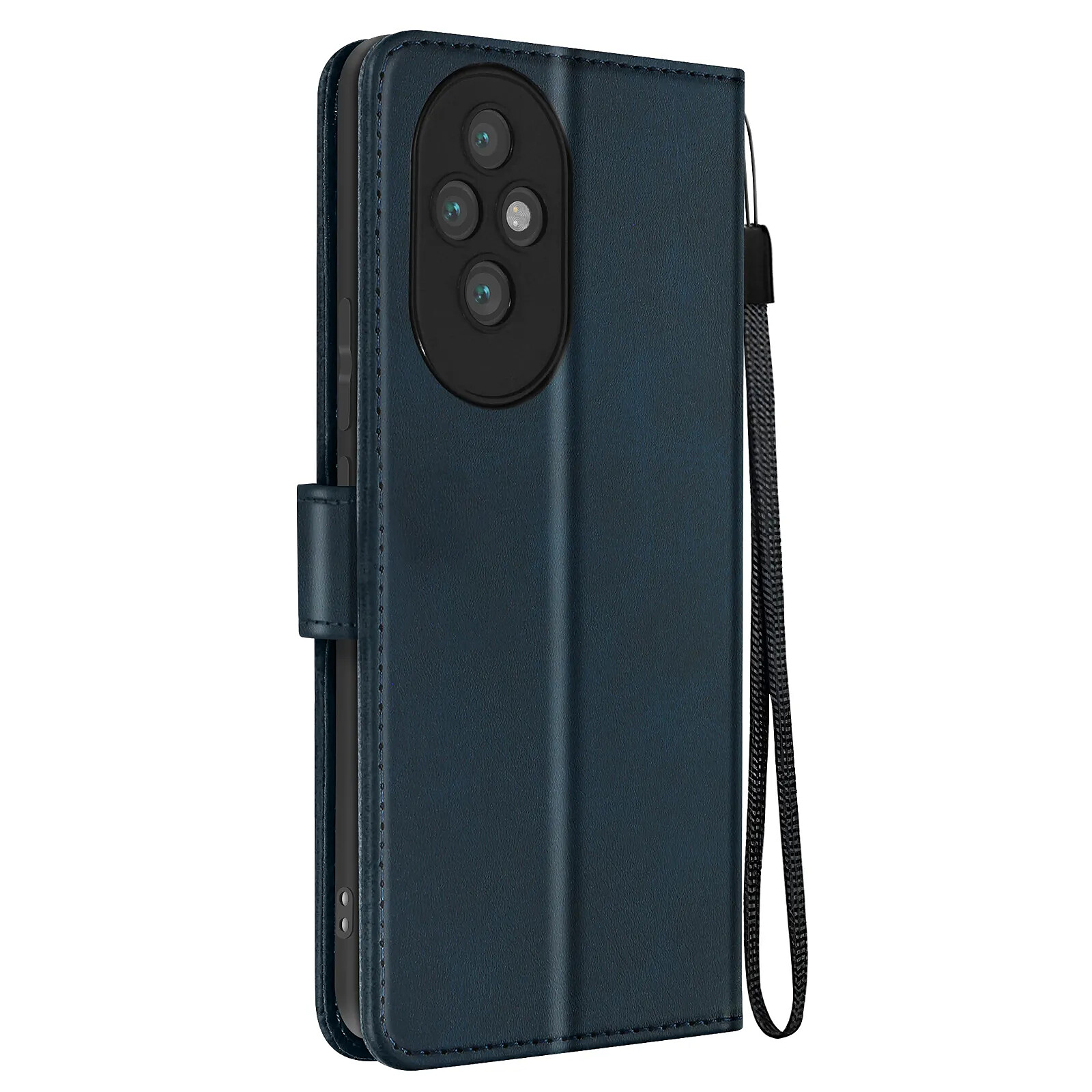Étui Portefeuille Avizar Pour Motorola Edge 50 Fusion - Dragonne Et Clapet Inclus - Similicuir Noir - Neuf