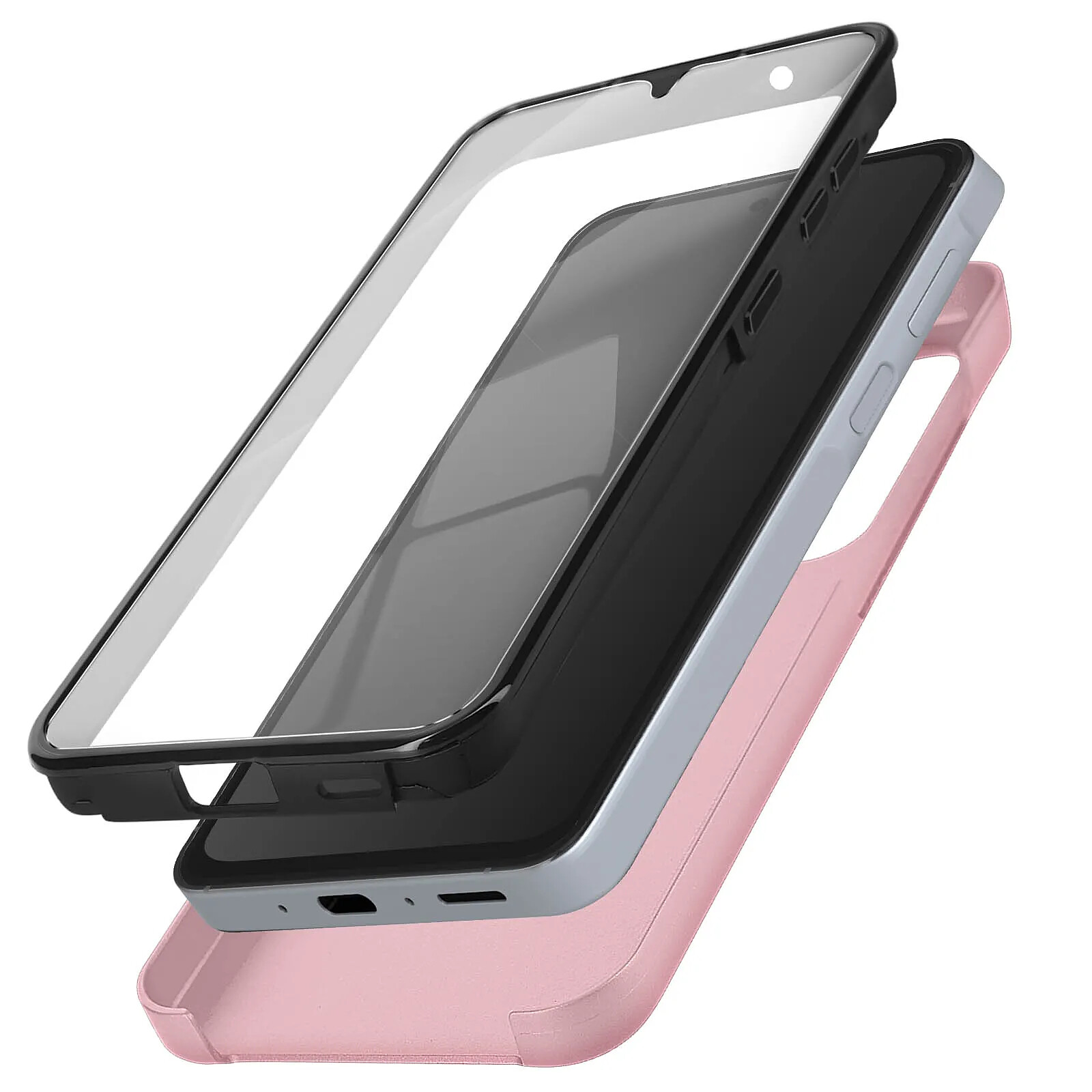 Coque et étui téléphone mobile Avizar Coque iPhone 13 Mini Arrière Rigide noir et Avant Souple