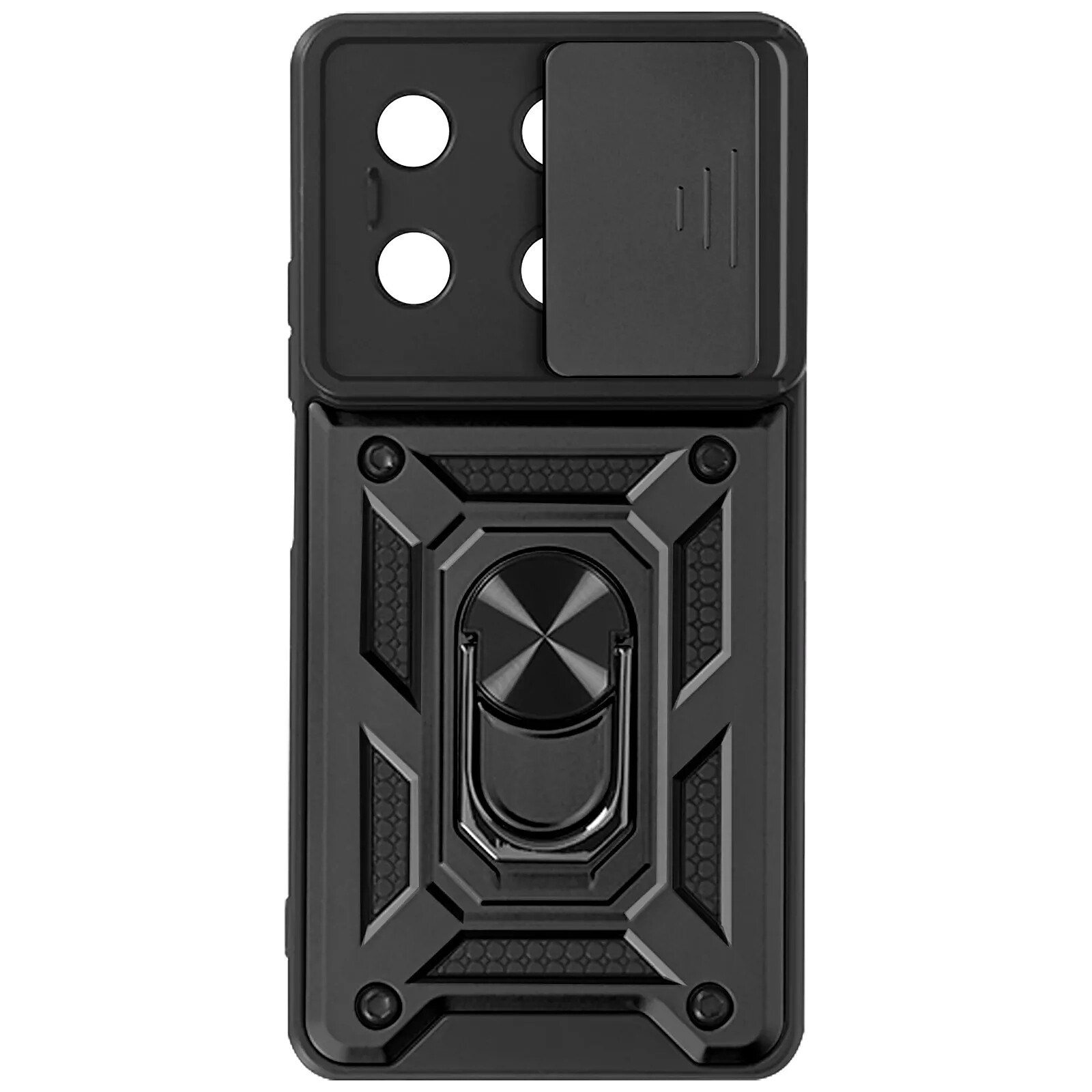Coque Avizar Pour IPhone 17 - Bague Support Intégrée Et Cache Caméra Coulissant, Noir