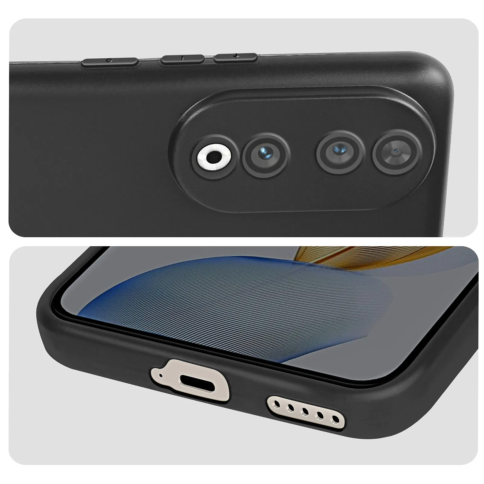 Vauki Coque Honor 90 Lite 5G Avec Lanière - Étui Silicone Antichoc + Collier Réglable - Noir