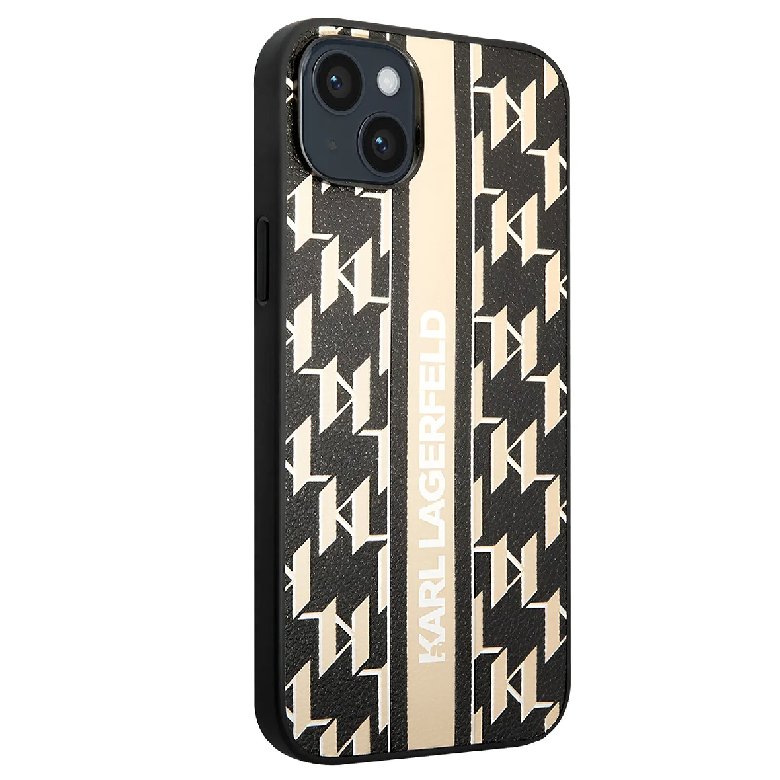 Karl Lagerfeld Coque pour Apple iPhone 14 PU Monogram Stripe Noir