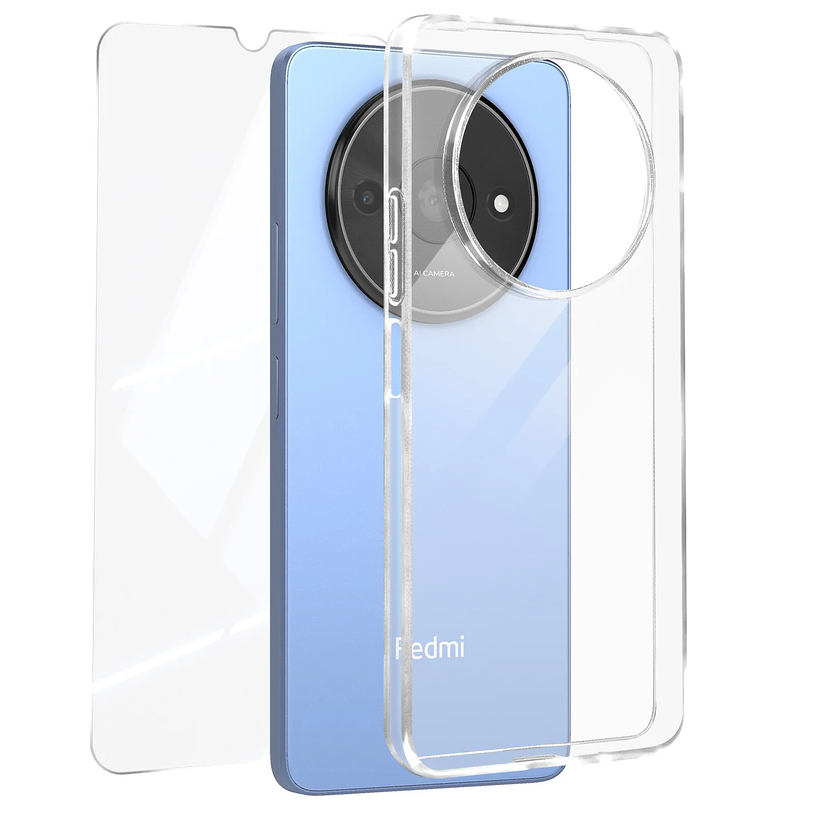 Mayaxess Pack Protection pour Xiaomi Redmi A3 Coque Souple et Verre Trempé 9H Transparent