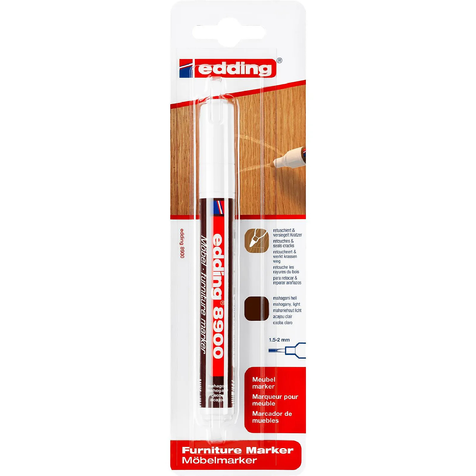 EDDING Marqueur Réparation de Meuble 8900 Acajou Clair Pointe Ronde 1,5-2 mm
