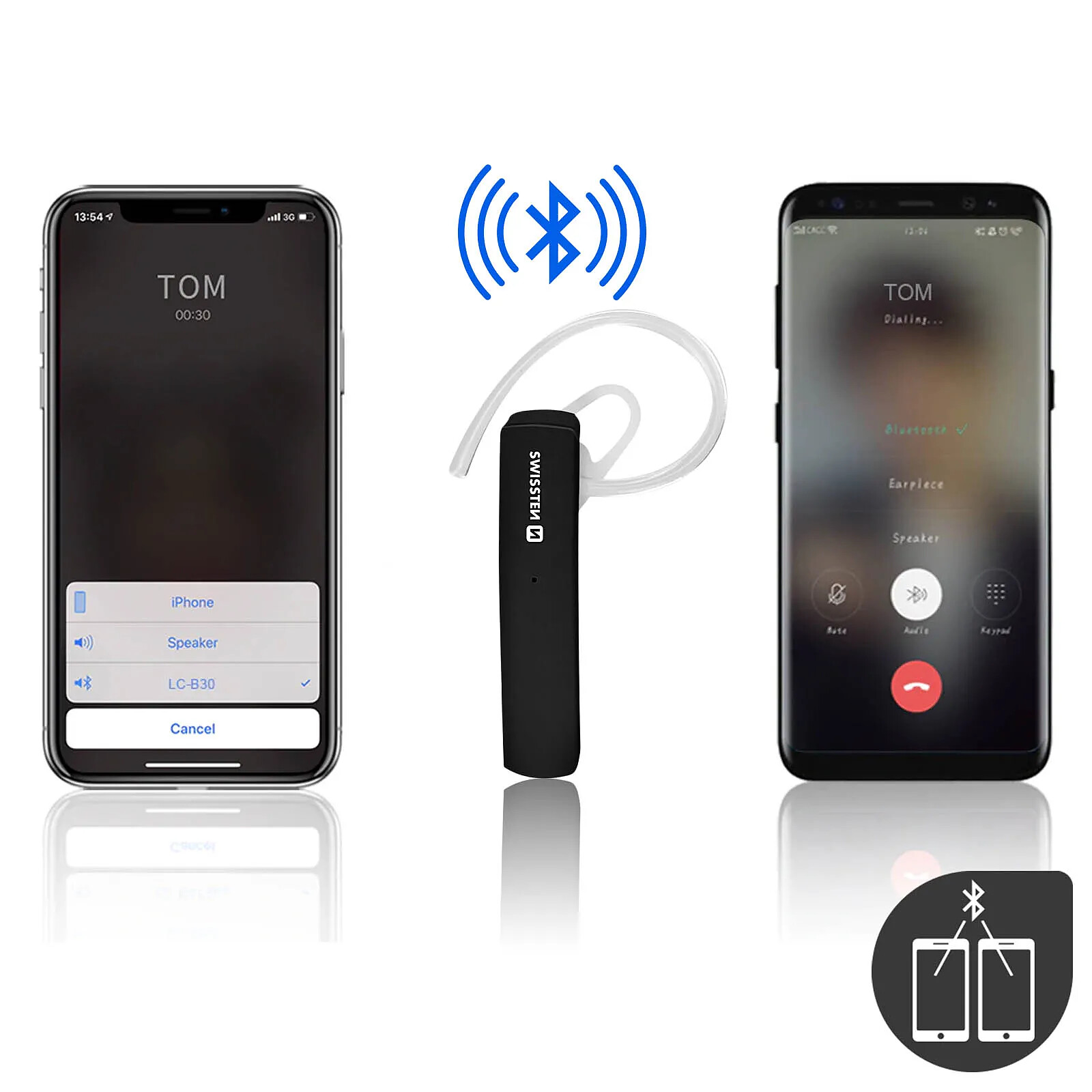 Écouteur Bluetooth Mono Avec Micro - Réduction De Bruit - 15h Autonomie - Pour Appels & Sport