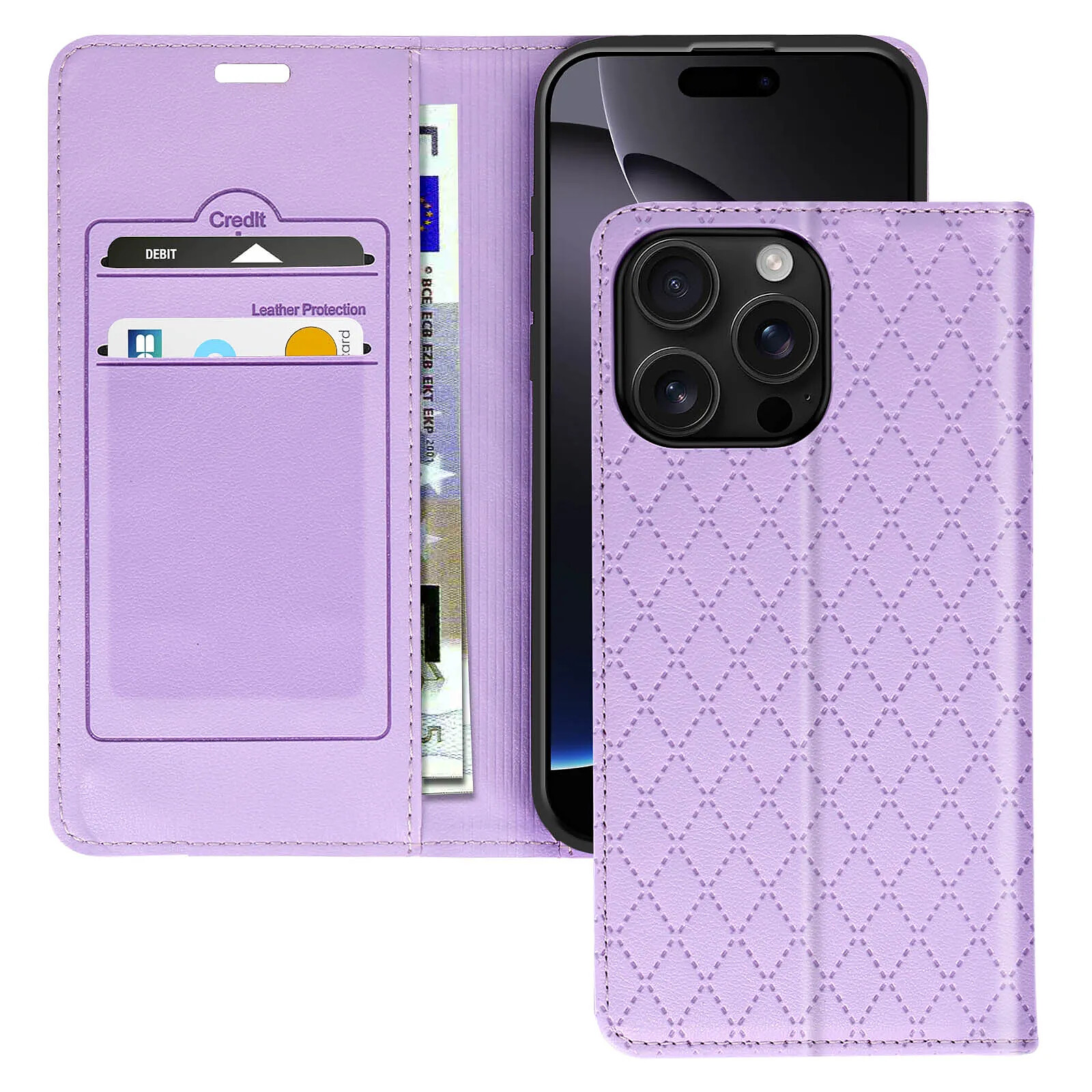 Coque Portefeuille Antichoc Noire Pour IPhone 16 Pro Max - Porte-cartes Et Support Inclinable