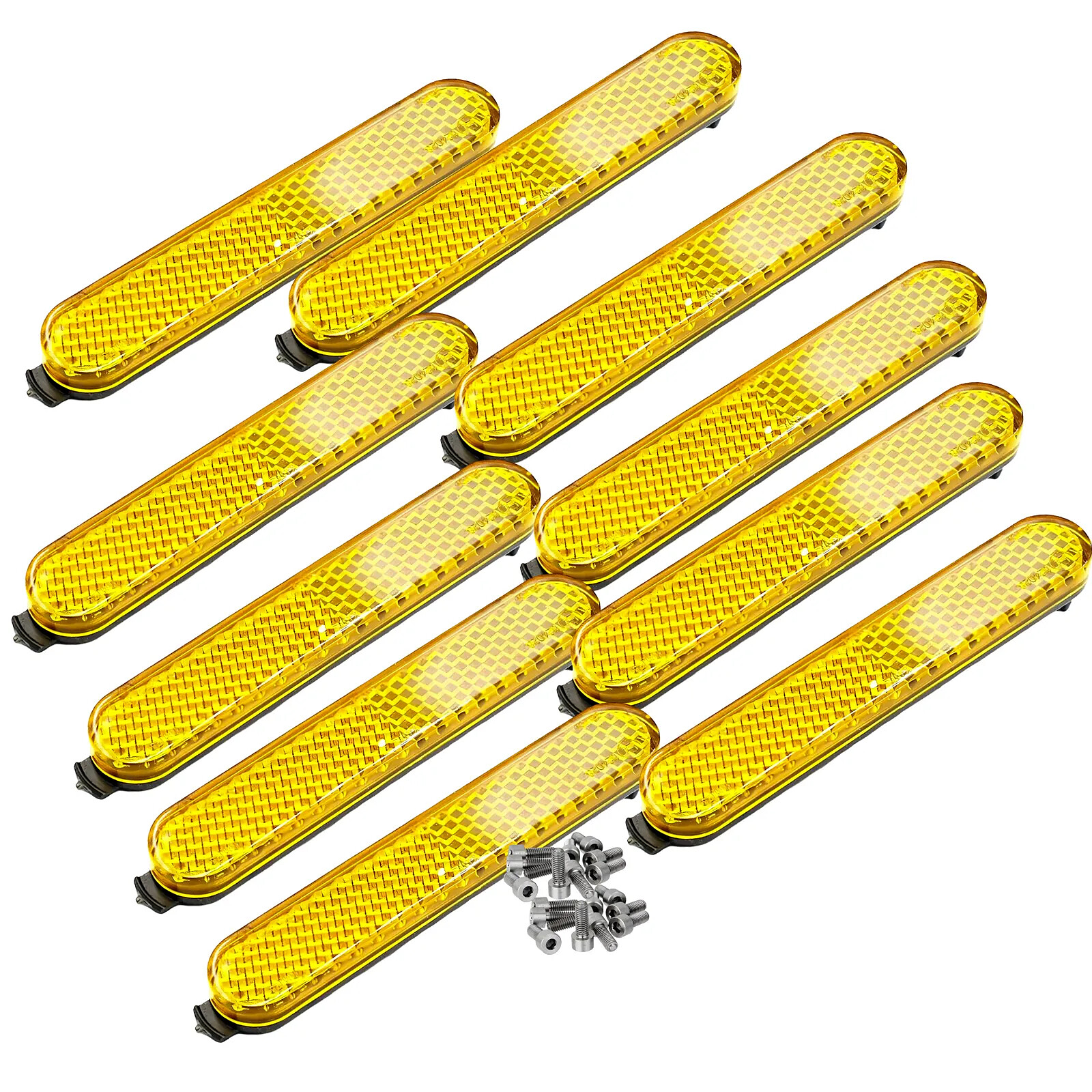 12 Catadioptres Ronds à Visser - Diamètre 60 Mm, Couleurs Orange, Blanc, Rouge - Pour Voiture, Camion, Sécurité