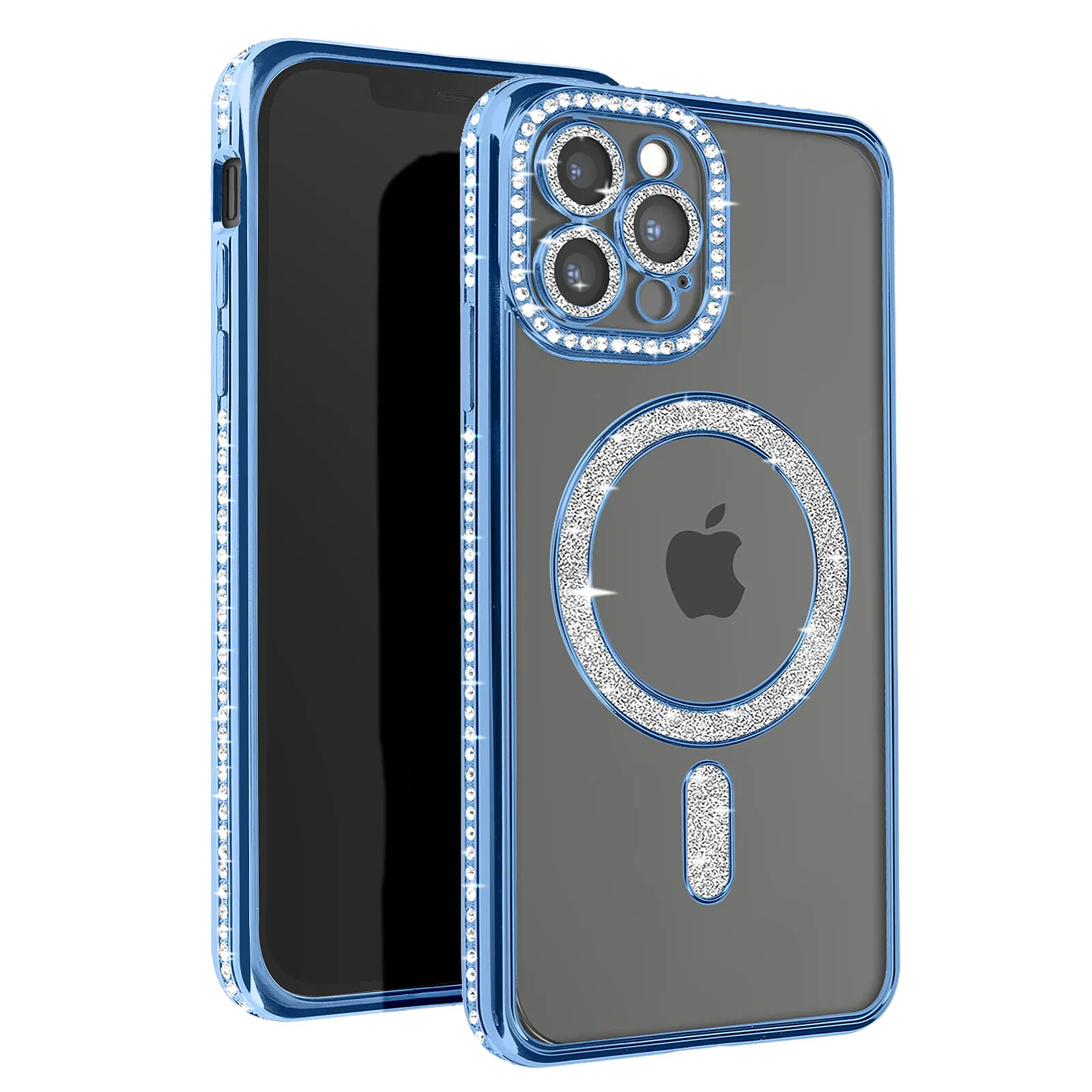 Avizar Coque Diamant pour iPhone 13 Pro Max Protection MagSafe Contour Strass