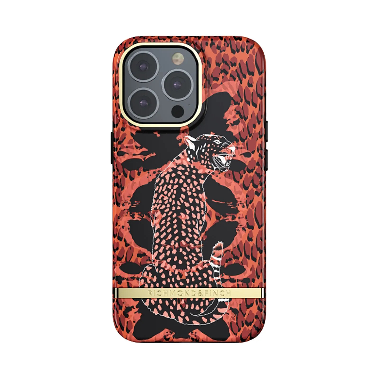 Richmond & Finch Coque pour iPhone 13 Pro Revêtement Antibactérien Motif Guépard Rouge / Noir