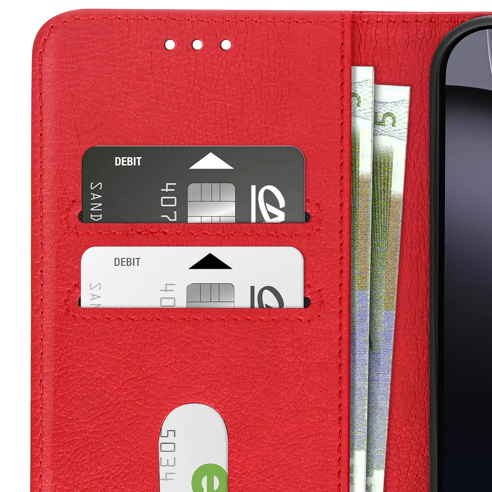 Avizar Étui IPhone 16 Pro Max – Clapet Rouge – Porte-cartes & Support Vidéo – Neuf