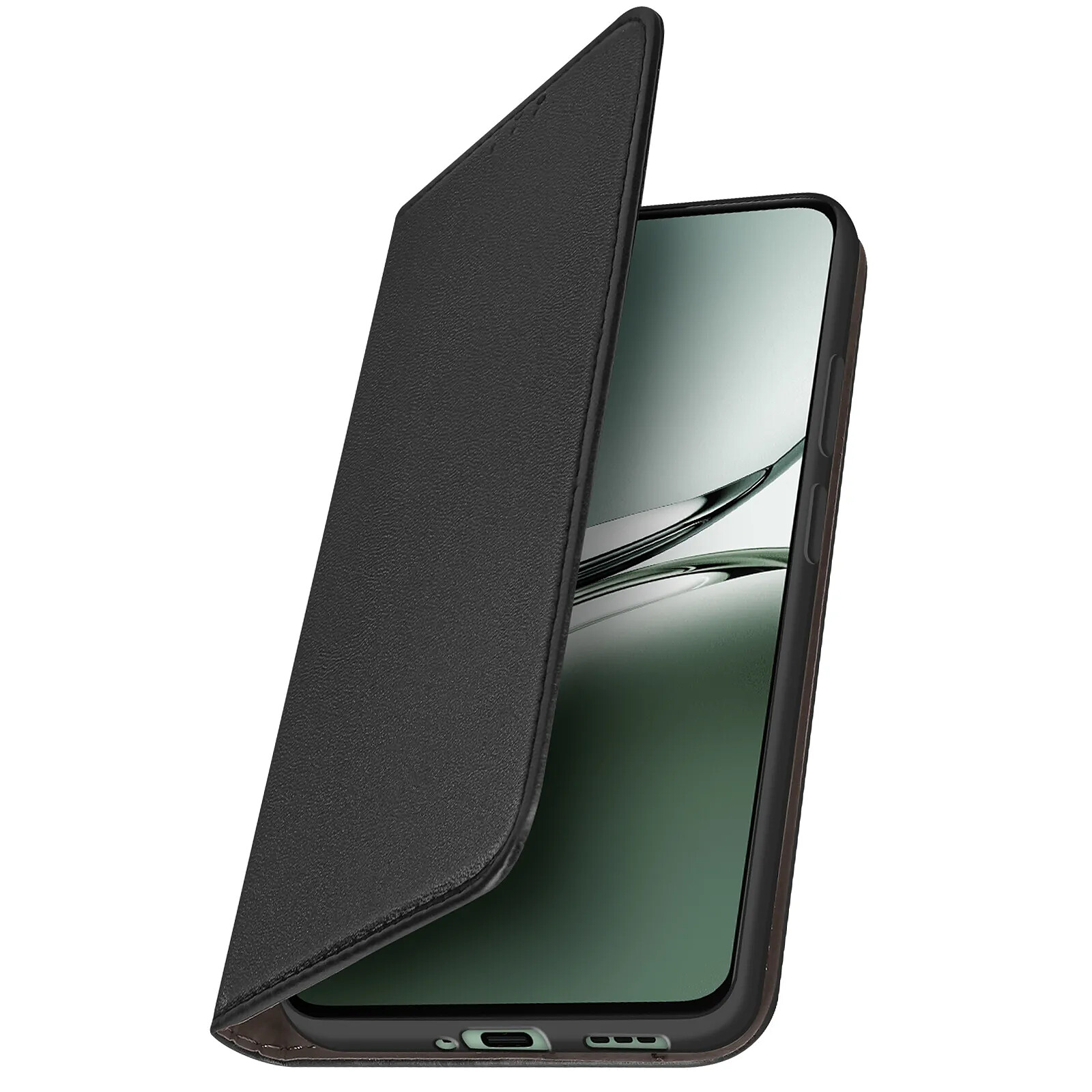 Étui Portefeuille Avizar Pour Oppo Reno 12F - Noir Similicuir Avec Porte-cartes Et Support - Neuf