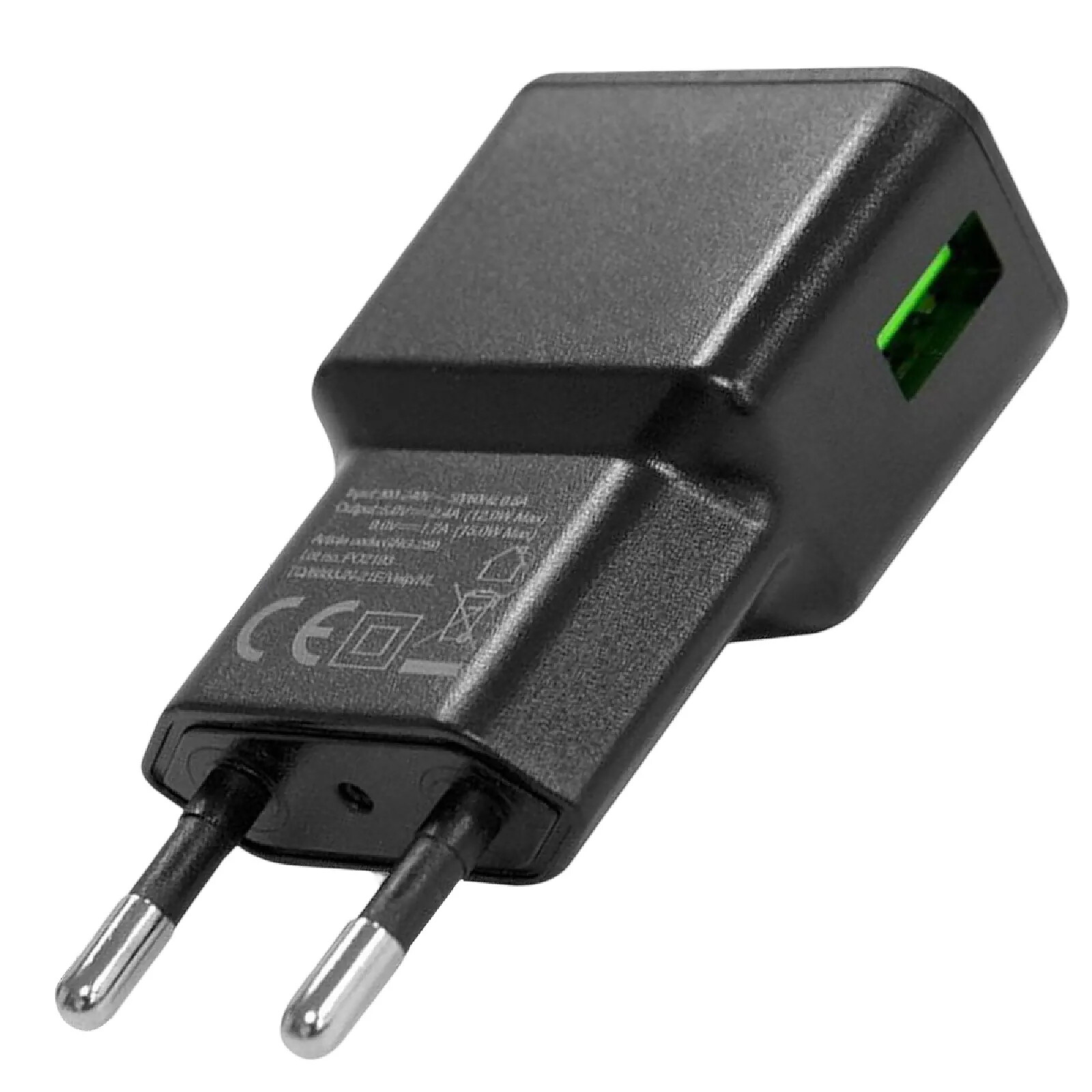 Partel Chargeur Secteur Double USB-A 12W 2.4A Grab'N Go Compact et Léger Noir