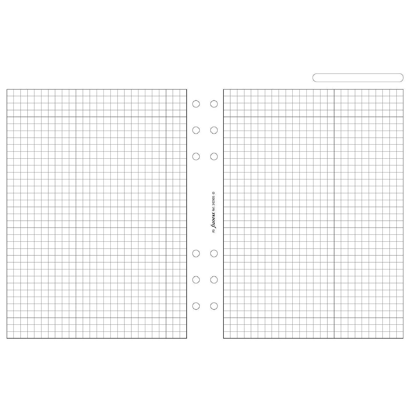 FILOFAX Recharge format A5 feuilles de notes quadrillées Blanc - Bloc ...
