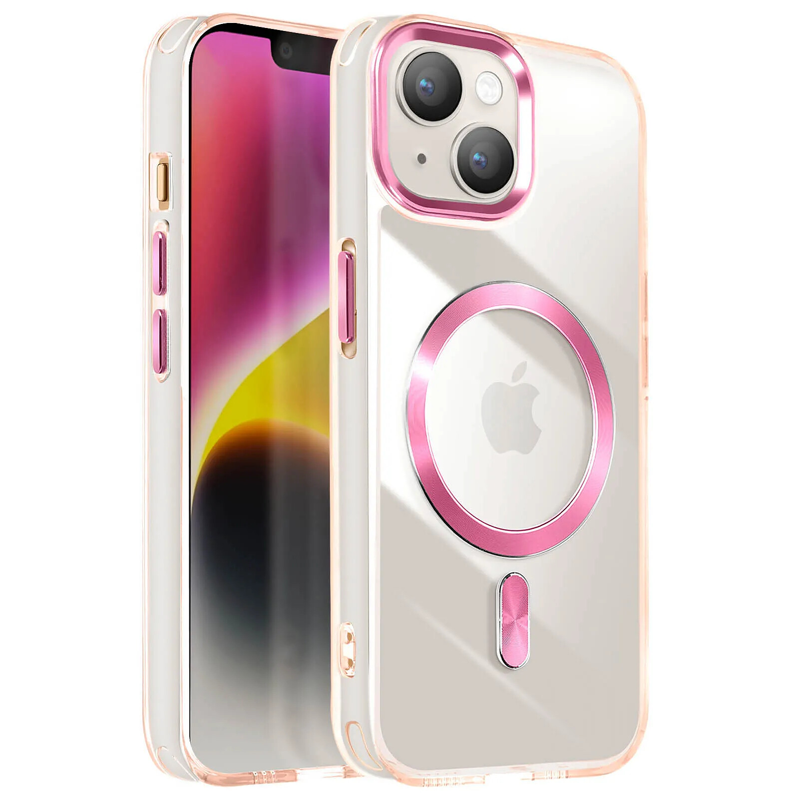 Avizar Coque MagSafe pour iPhone 14 et 13 Dos Cristal Color
