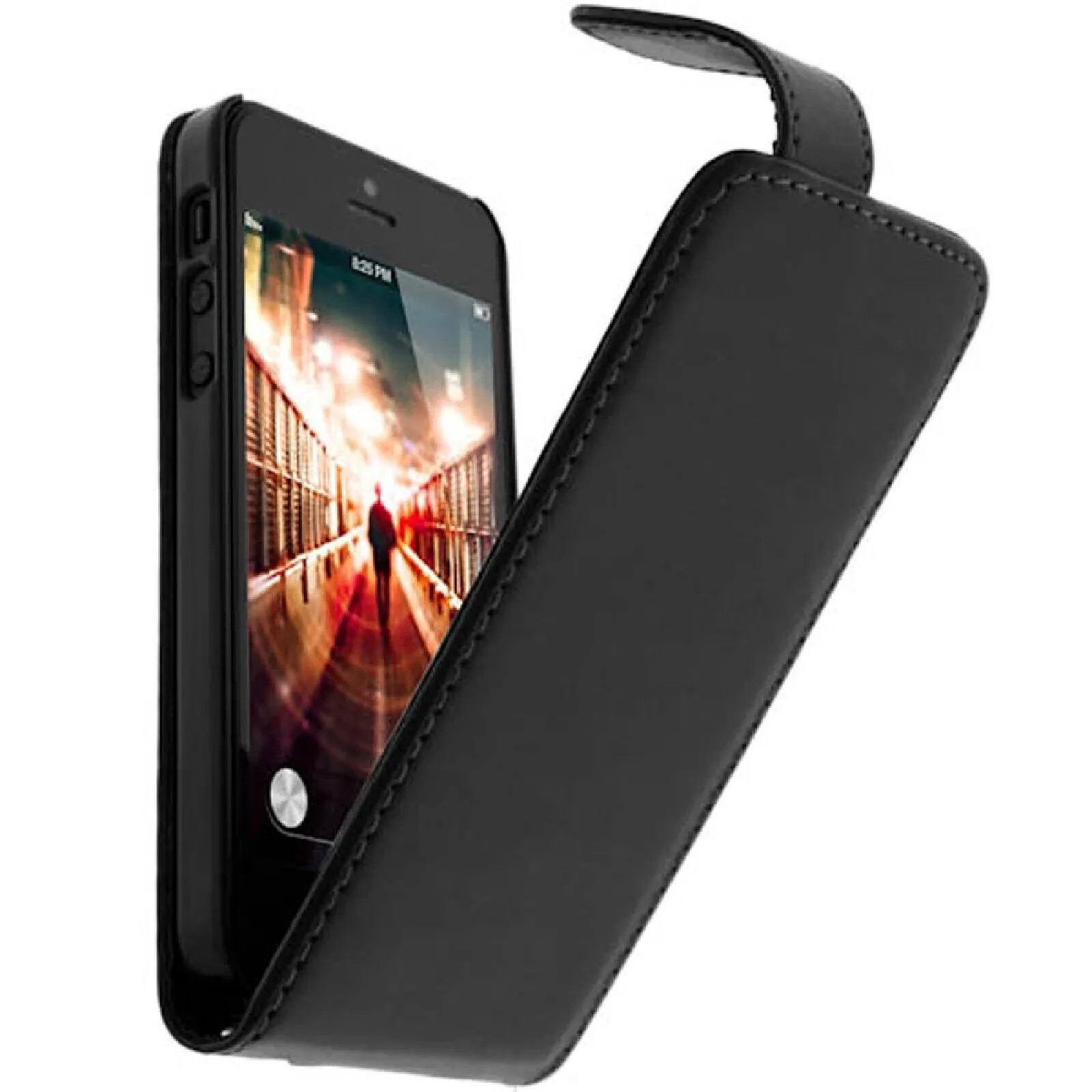 Colorfone Housse à clapet vertical pour iPhone SE, 5 et 5s Noir