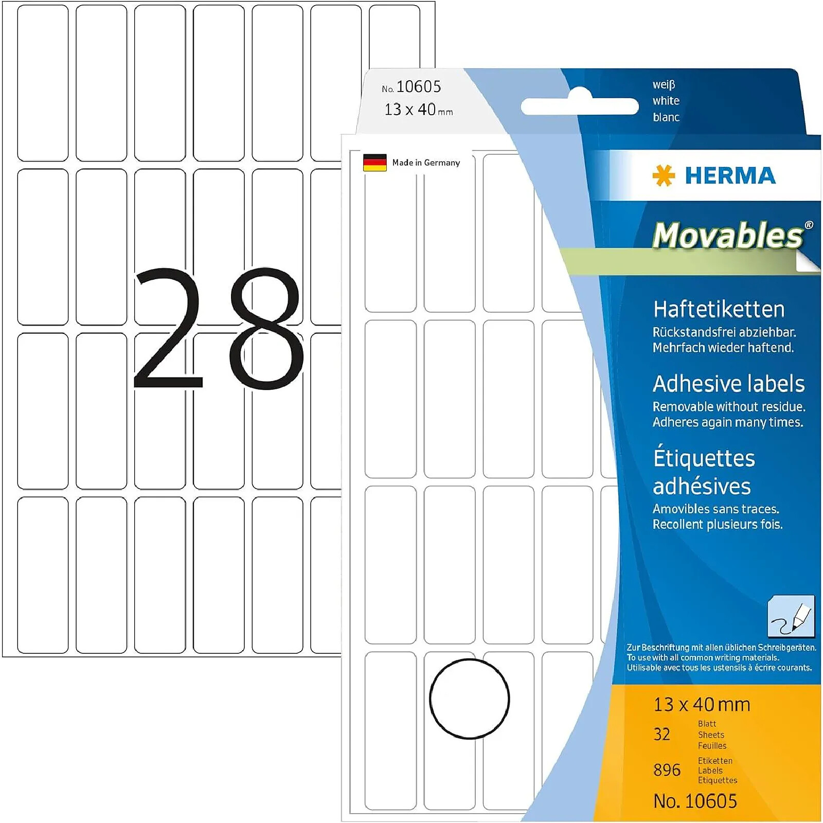 HERMA tiquettes Movables 13 X 40 Mm Manuelle Blanc Sur 32 herma-tiquettes-movables-13-x-40-mm-manuelle-blanc-sur-32