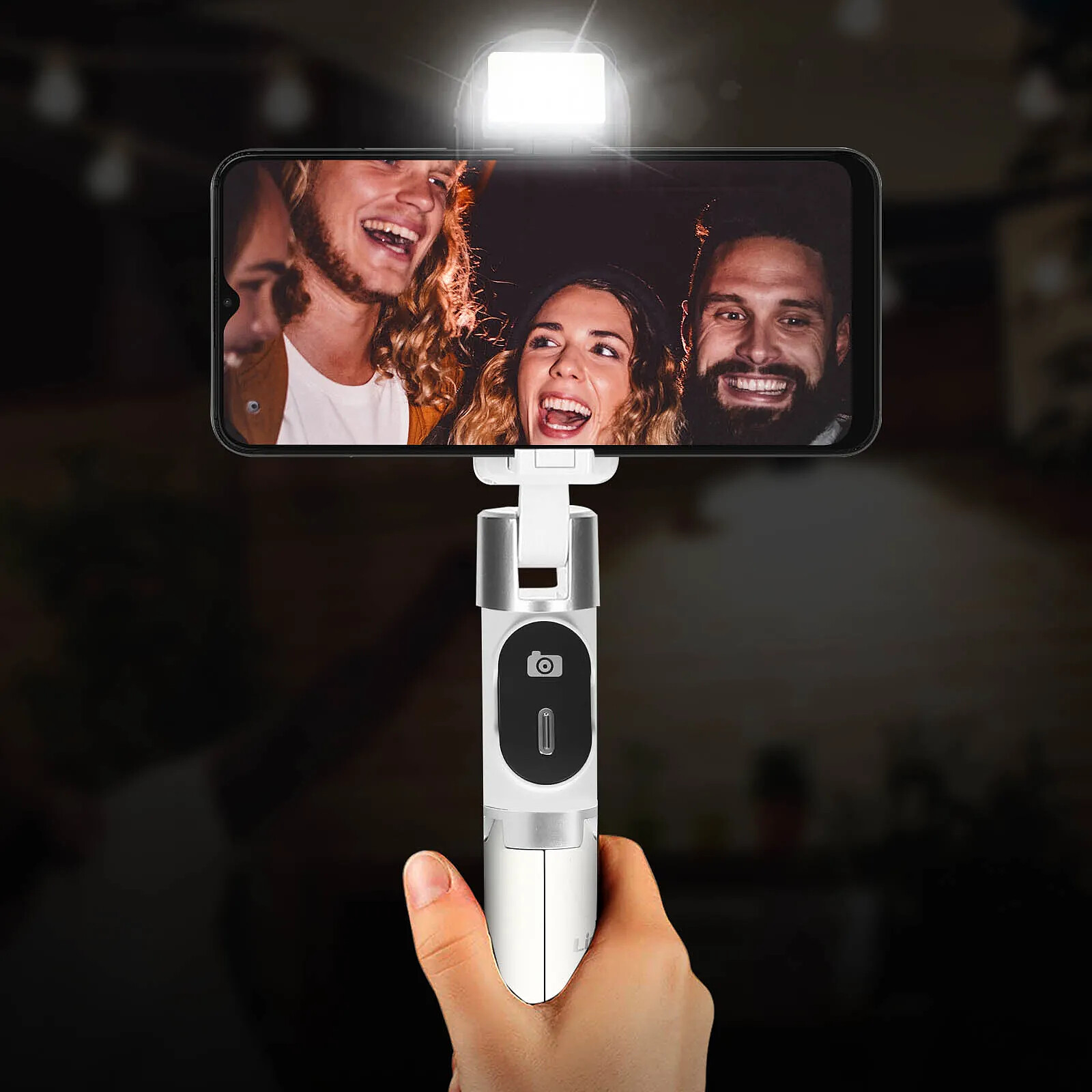 Perche à Selfie Auto-Ouvert K&F Concept - Avec Trépied, Télécommande Bluetooth, Pour IPhone/Android - Blanc - 2