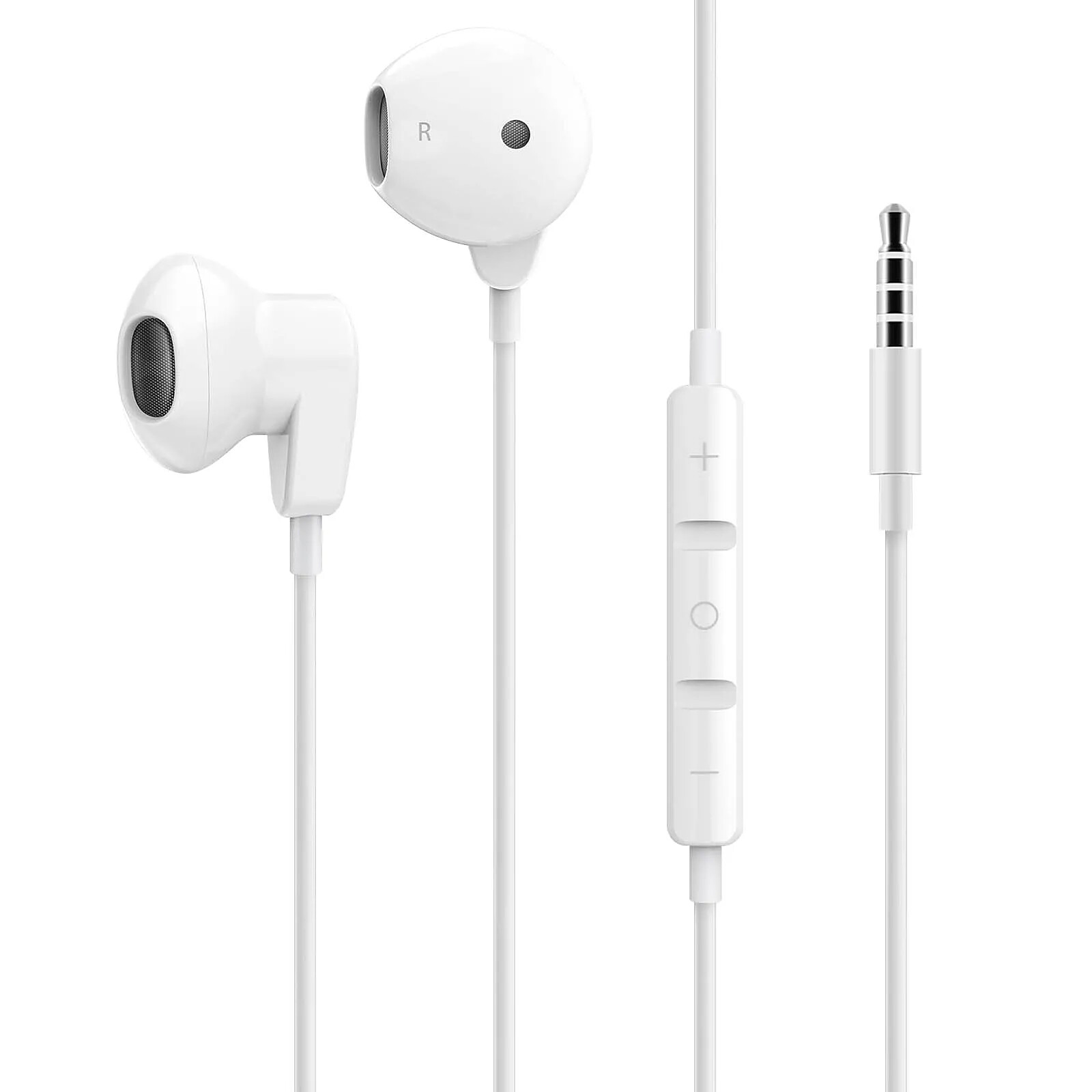 LinQ Écouteurs Filaires Jack 3.5mm Microphone Fonction Kit Mains Libres Blanc