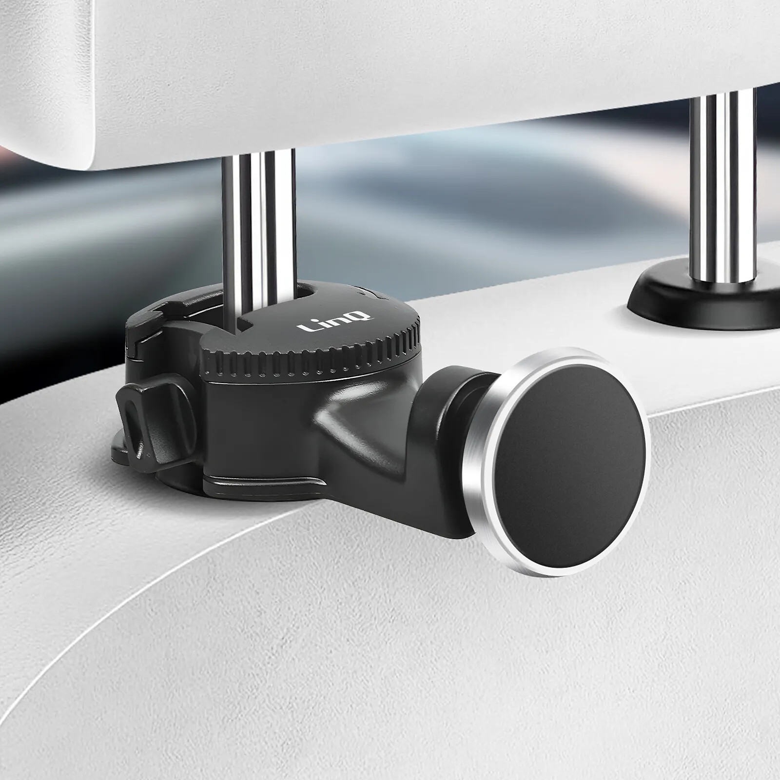 LinQ Support Voiture Magnétique Smartphone Appui-tête Rotatif à 360° Noir
