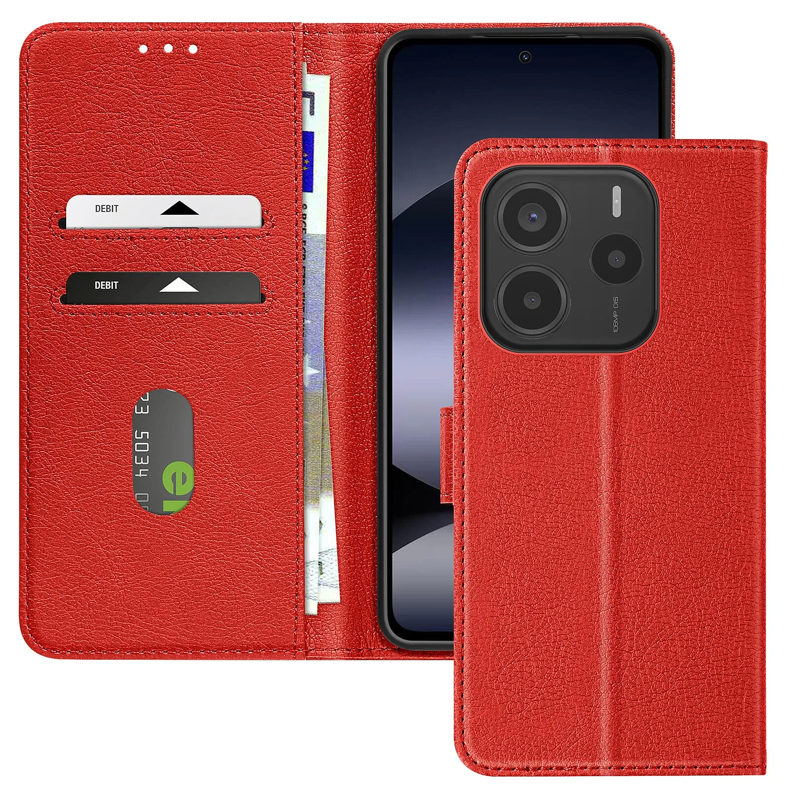 Avizar Étui pour Xiaomi Redmi Note 14 5G Clapet Portefeuille et Support Vidéo