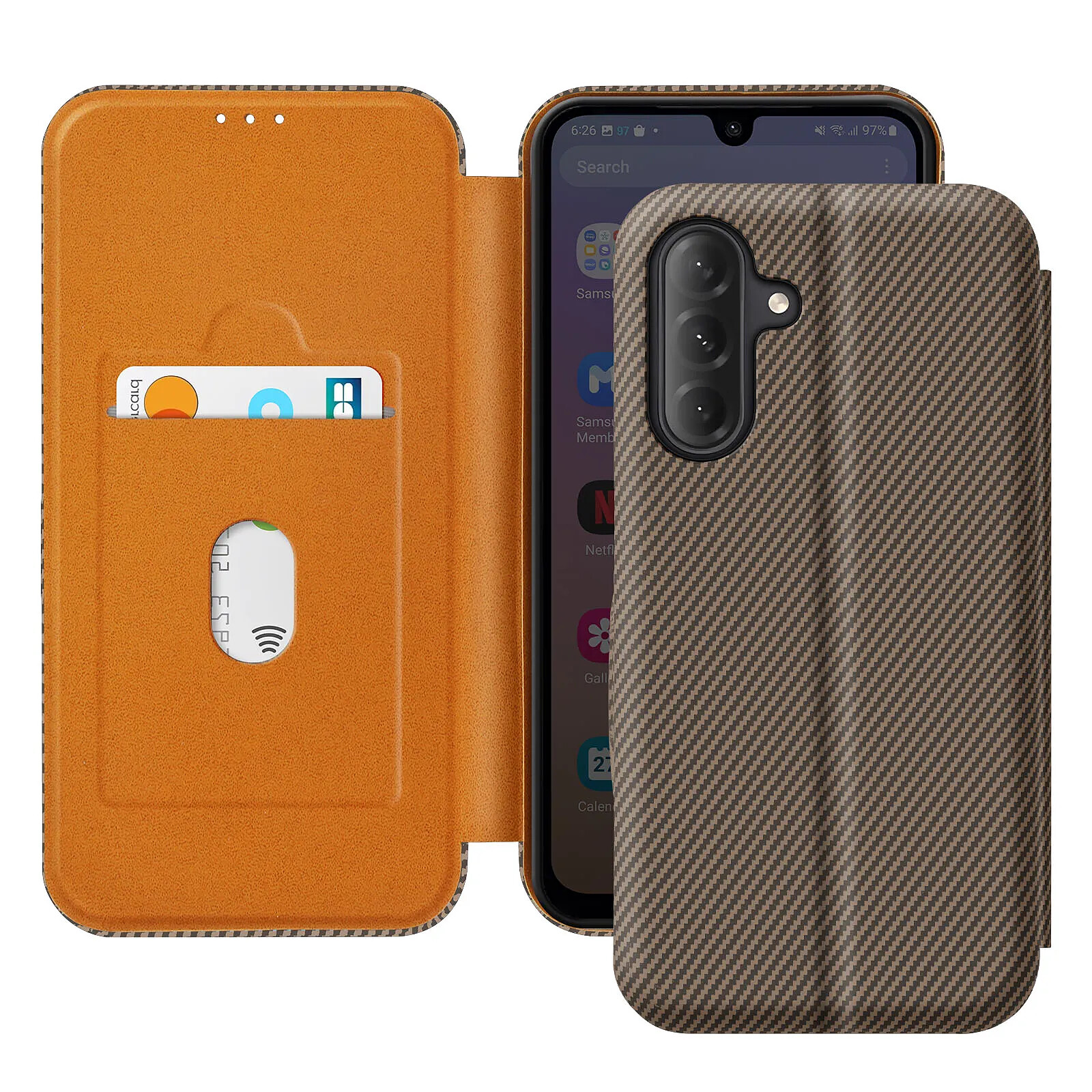 WONSEFOO Portefeuille Homme Slim En Fibre De Carbone Avec Blocage