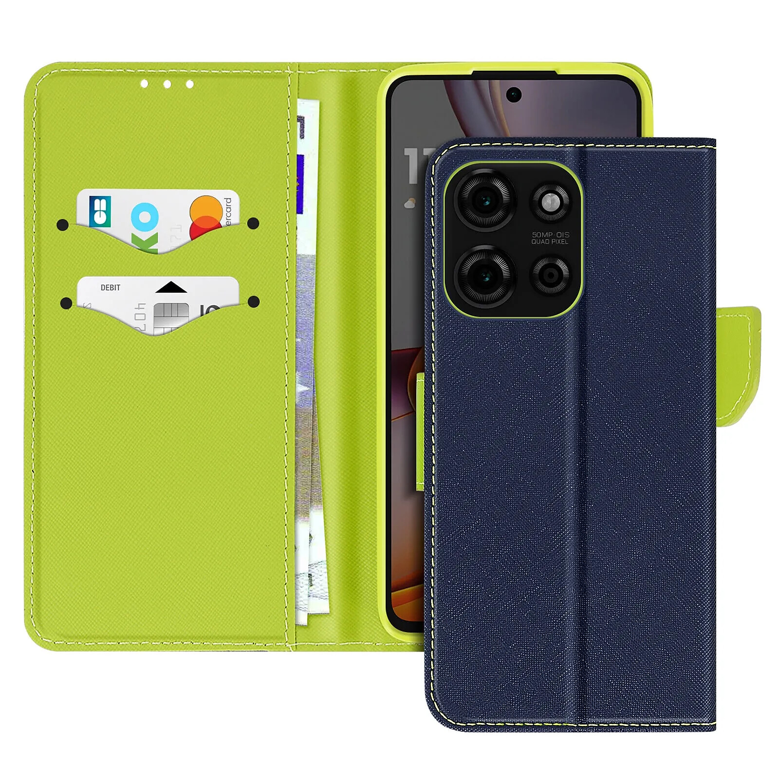 Avizar Étui pour Motorola Moto G75 Portefeuille Cuir Saffiano Fancy