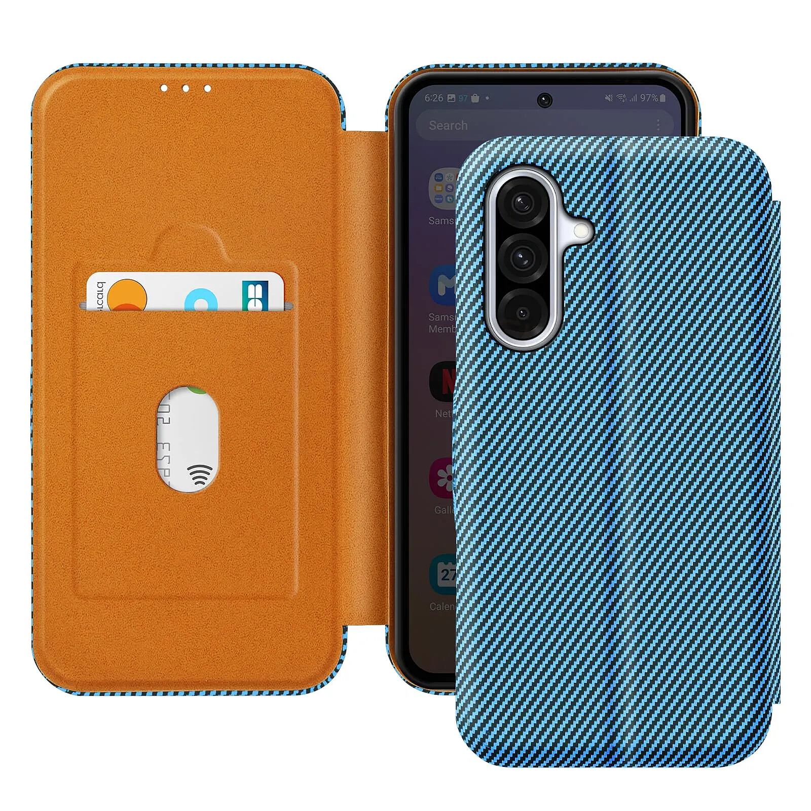 Avizar Étui Carbone pour Samsung Galaxy A56 PorteCarte AntiRFID — free download