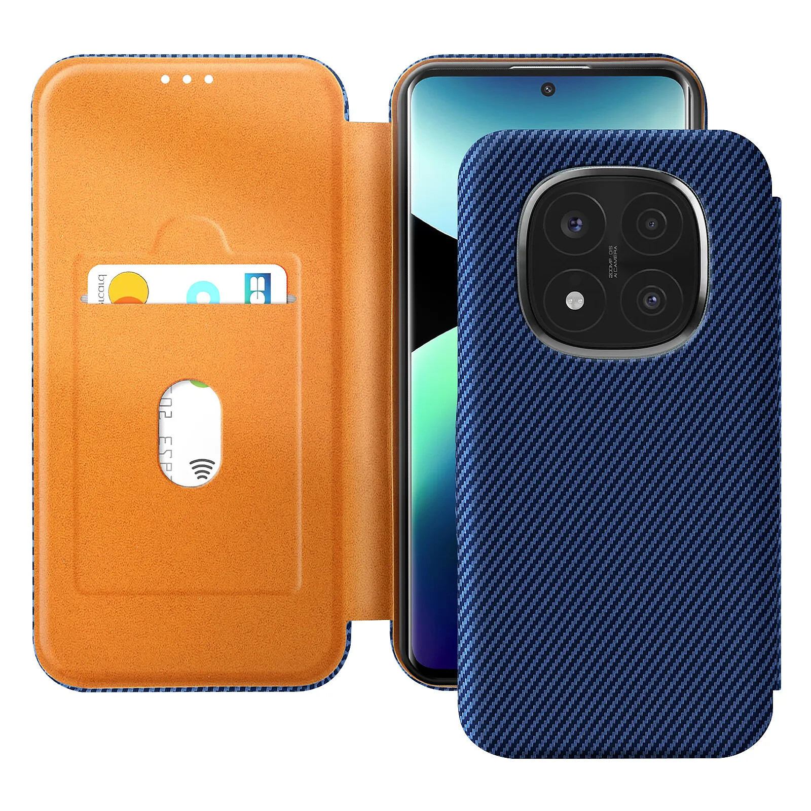 Avizar Étui Carbone pour Redmi Note 14 Pro et 14 Pro Plus Porte-Carte