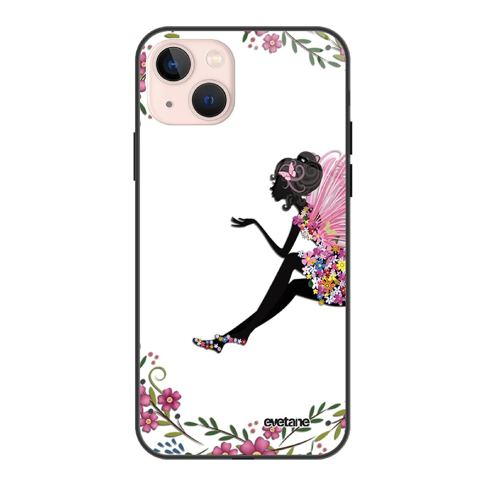 Evetane Coque iPhone 13 Mini Coque Soft Touch Glossy Fée Fleurale Design