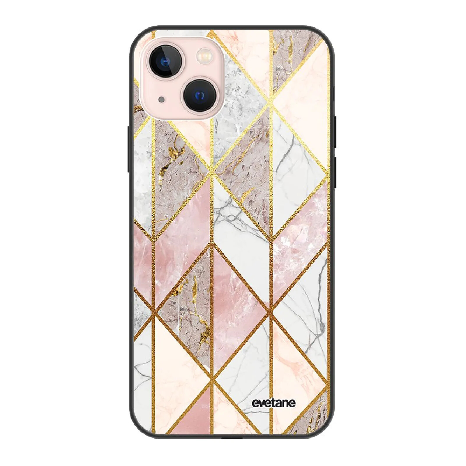 Evetane Coque iPhone 13 Coque Soft Touch Glossy Marbre Rose Losange Design