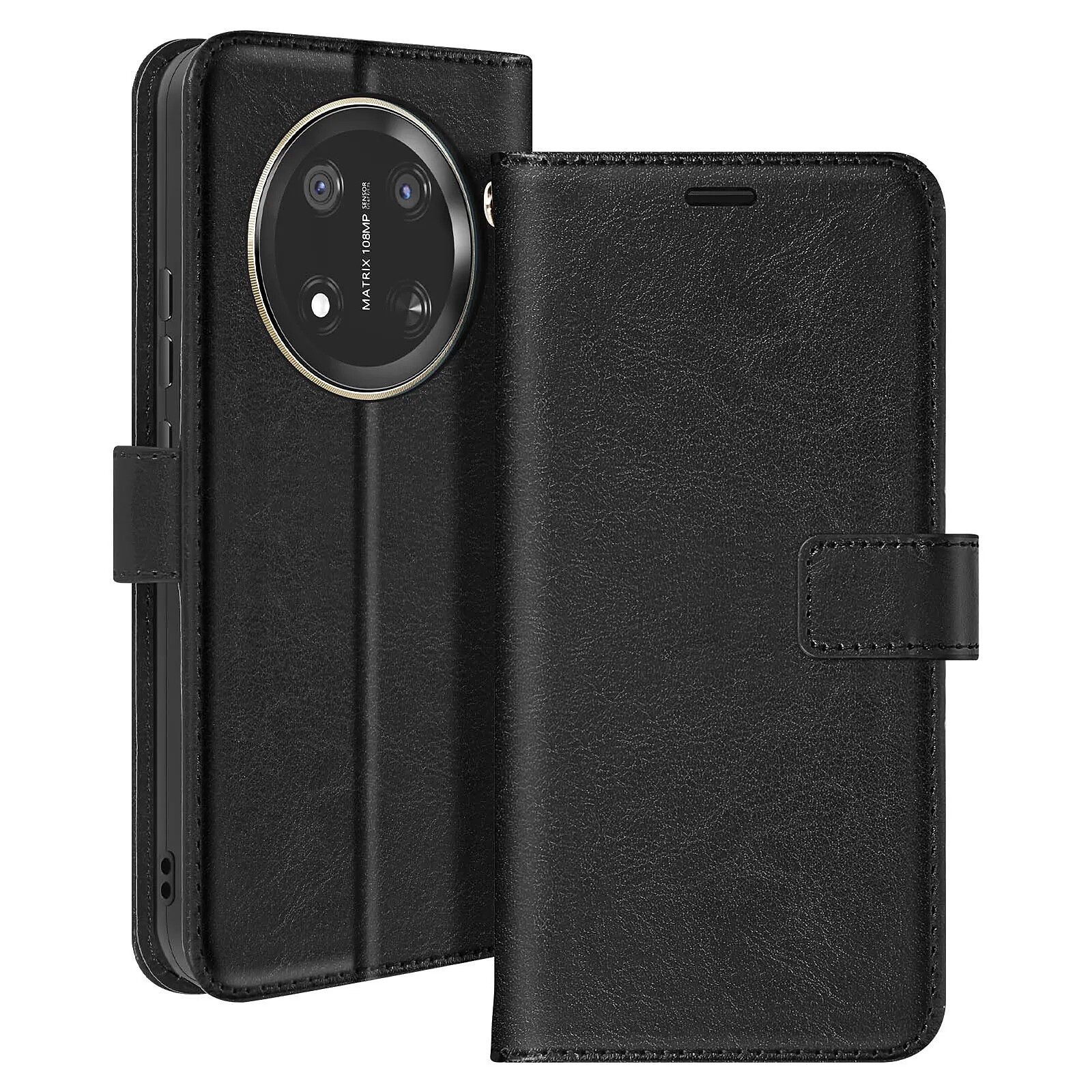 Mayaxess Étui pour Honor Magic 7 Lite Portefeuille avec Dragonne Noir