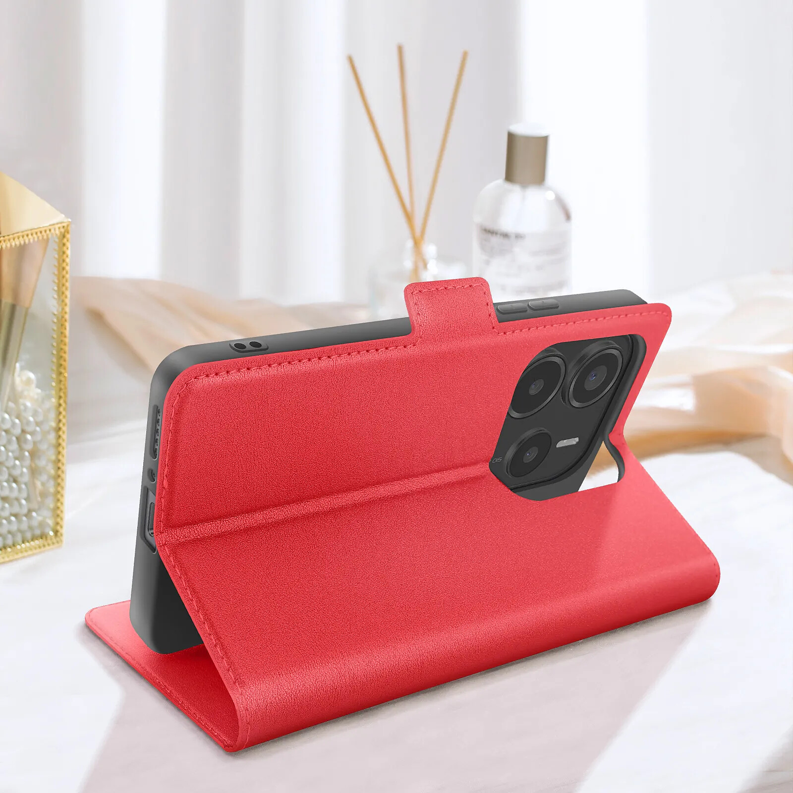 Étui Portefeuille à Clapet Avizar Pour Xiaomi 14T Pro - Similicuir Marron Foncé, Support Vidéo Stable, Neuf