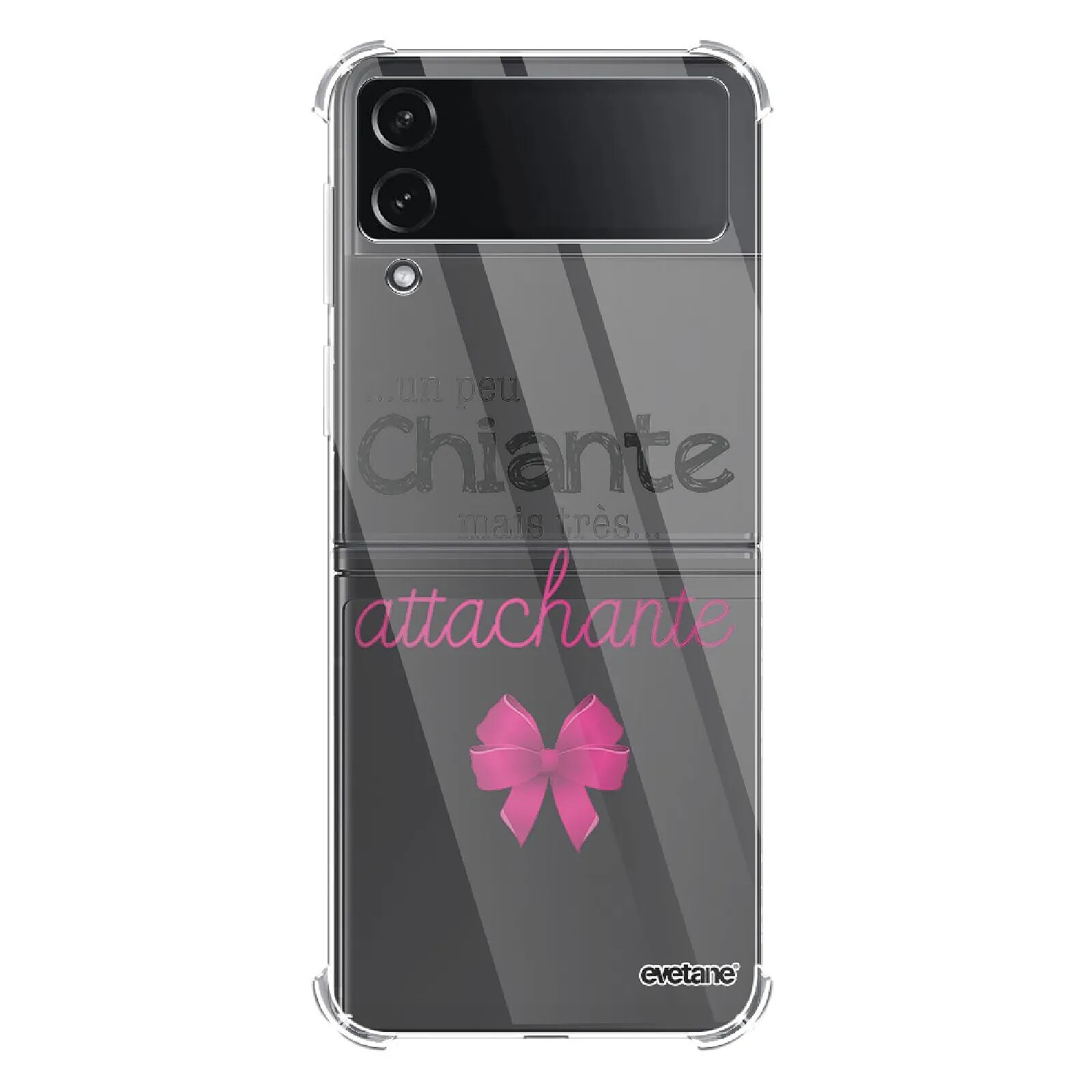 Evetane Coque Coque Samsung Galaxy Z Flip 4 Silicone antichocs Solides coins renforcés  transparente Motif Un peu chiante tres attachante