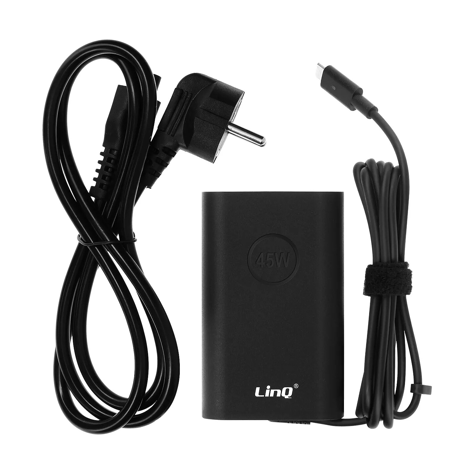 LinQ Chargeur Secteur Puissance 45W Câble Connecteur USB-C Compact Noir