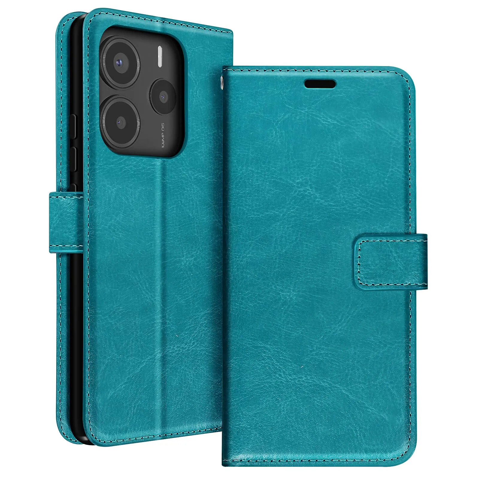 Mayaxess Étui pour Xiaomi Redmi Note 14 5G Portefeuille avec Dragonne Turquoise